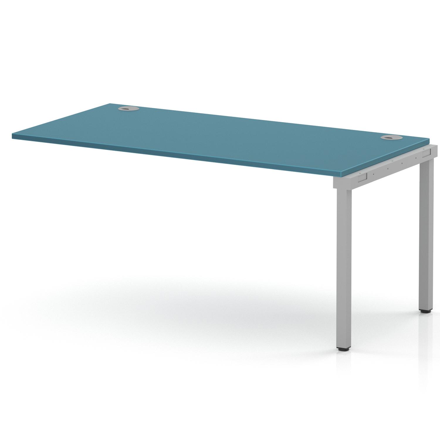 Impulse Bench Single Row Ext Kit 1600 Silver Frame Office Bench Desk Dark Teal Impulse Bench Single Row Ext Kit 1600 Silver Frame Office Bench Desk Dark Teal