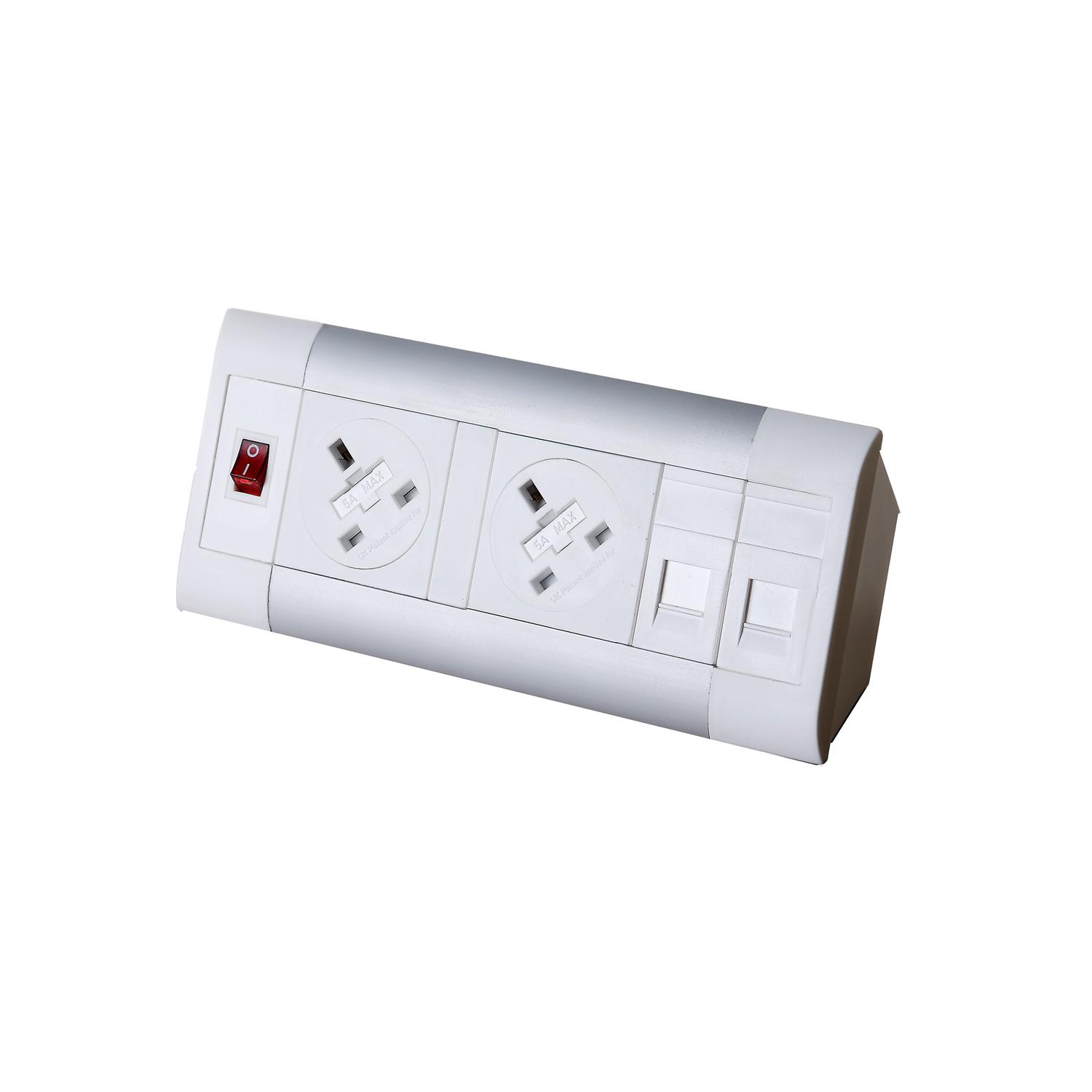 Impulse Desktop Module 2 x UK Sockets, 1 x Neon Switch, 1 x 500mm Lead ...