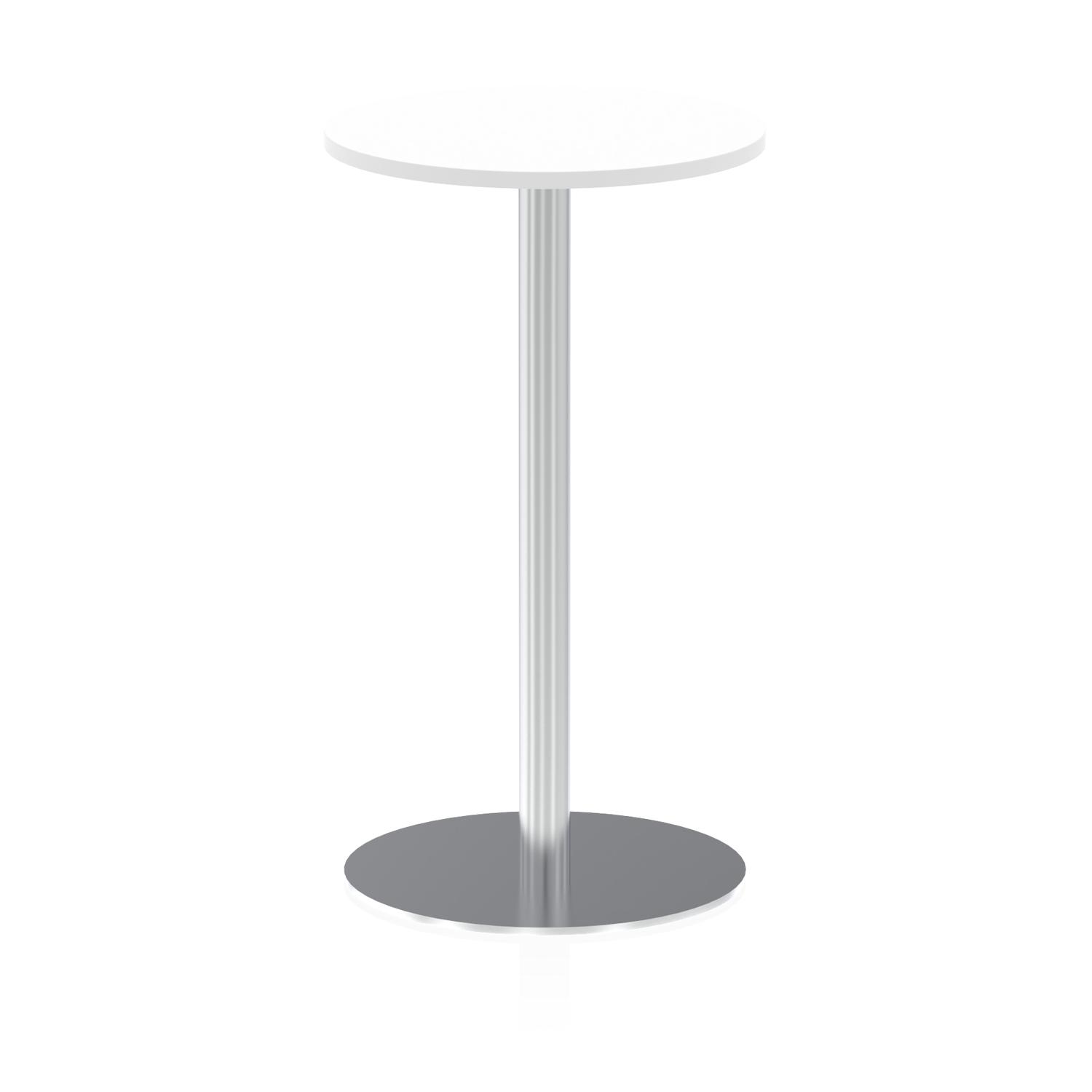 Italia 600mm Poseur Round Table White Top 1145mm High Silver Leg
