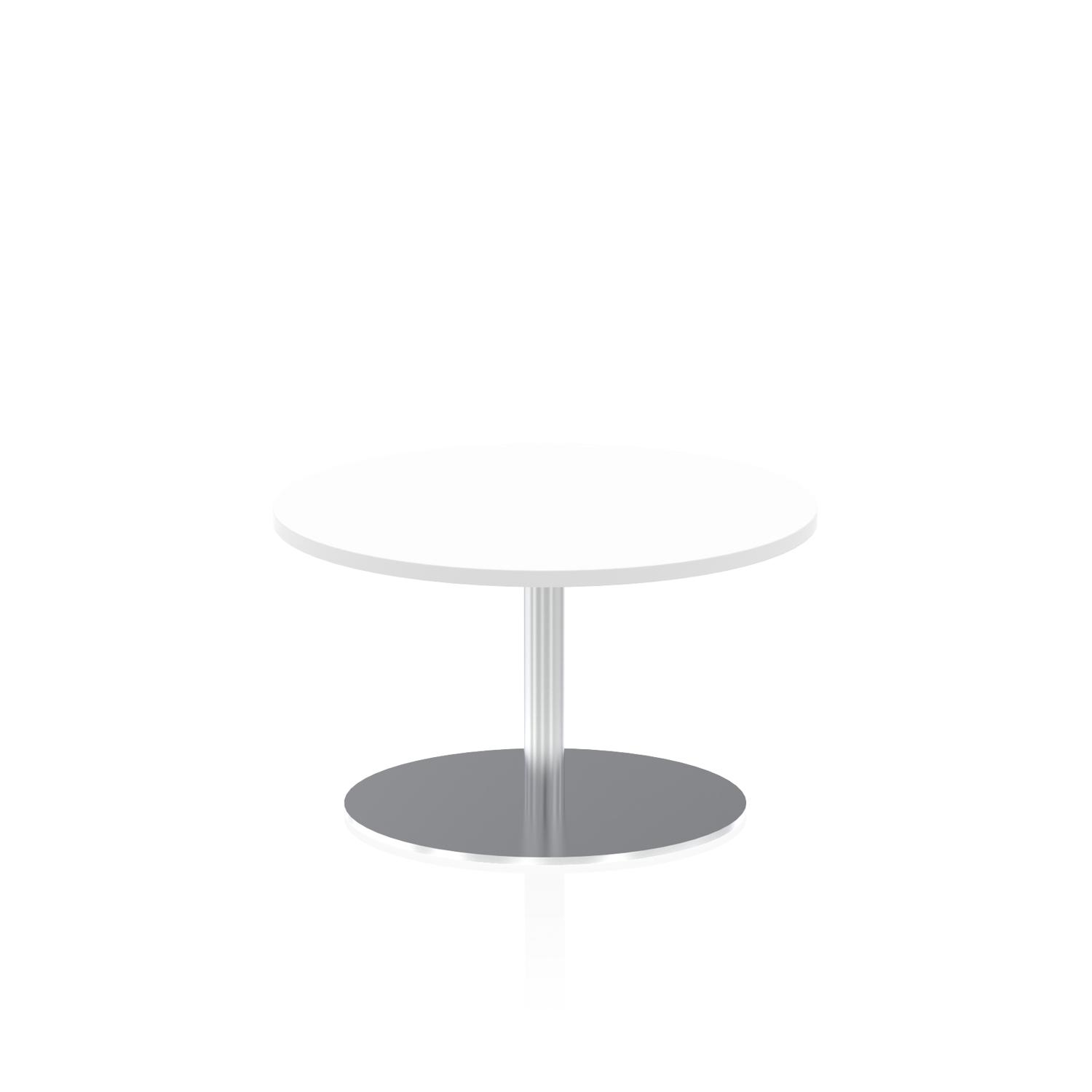 Italia 800mm Round Coffee Table White Top 475mm High Silver Leg