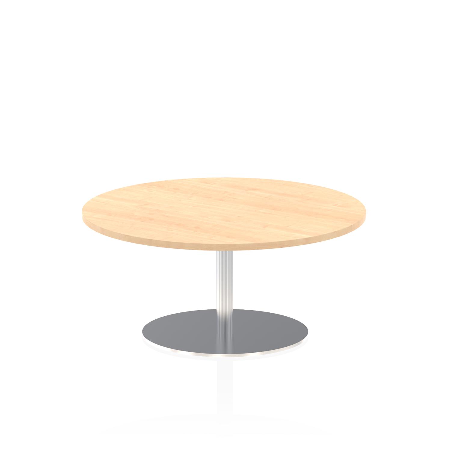 Italia 1000mm Round Coffee Table Maple Top 475mm High Silver Leg