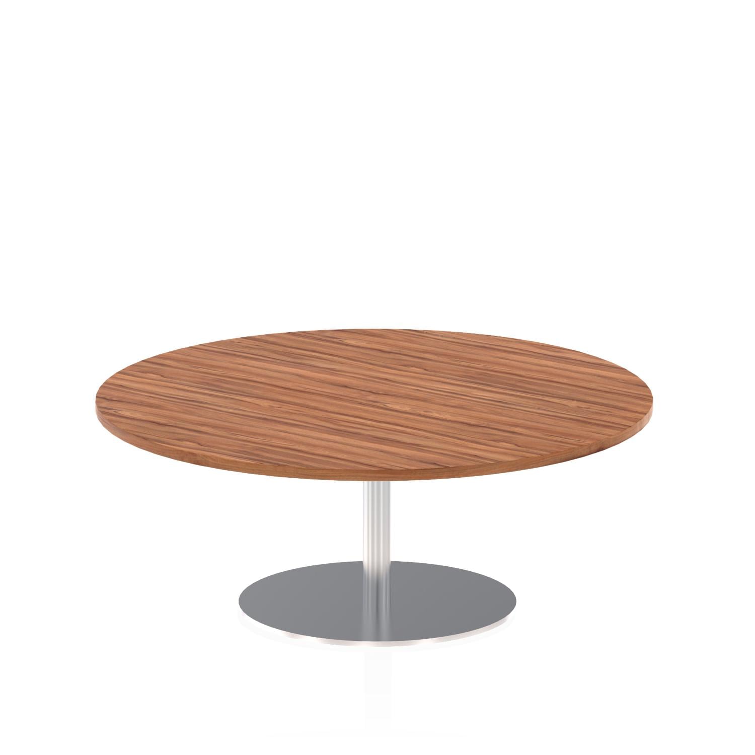 Italia 1200mm Round Coffee Table Walnut Top 475mm High Silver Leg