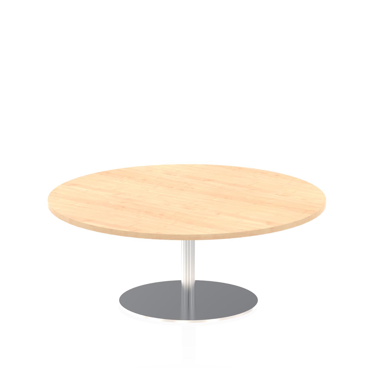 Italia 1200mm Round Coffee Table Maple Top 475mm High Silver Leg