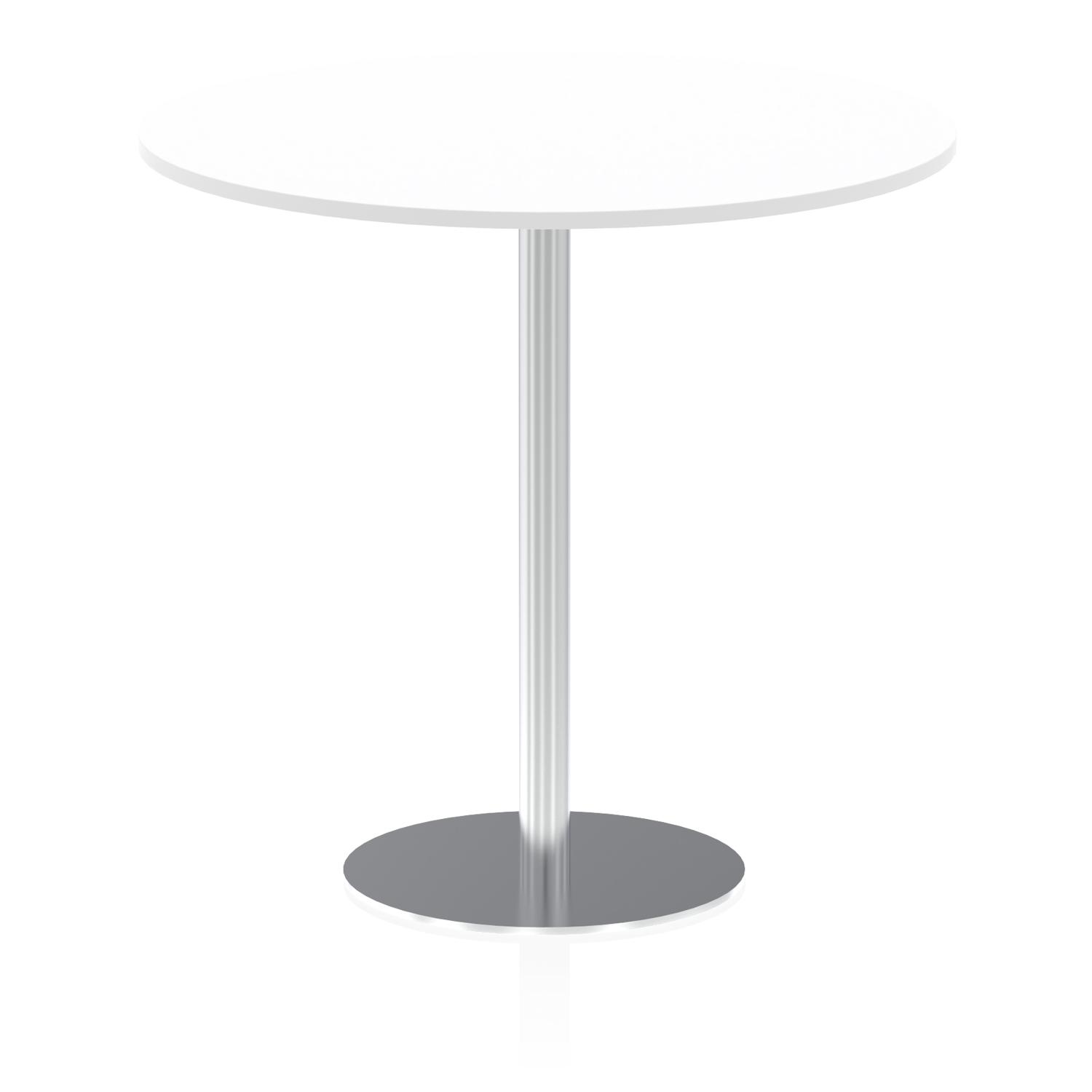 Italia 1200mm Poseur Round Table White Top 1145mm High Silver Leg
