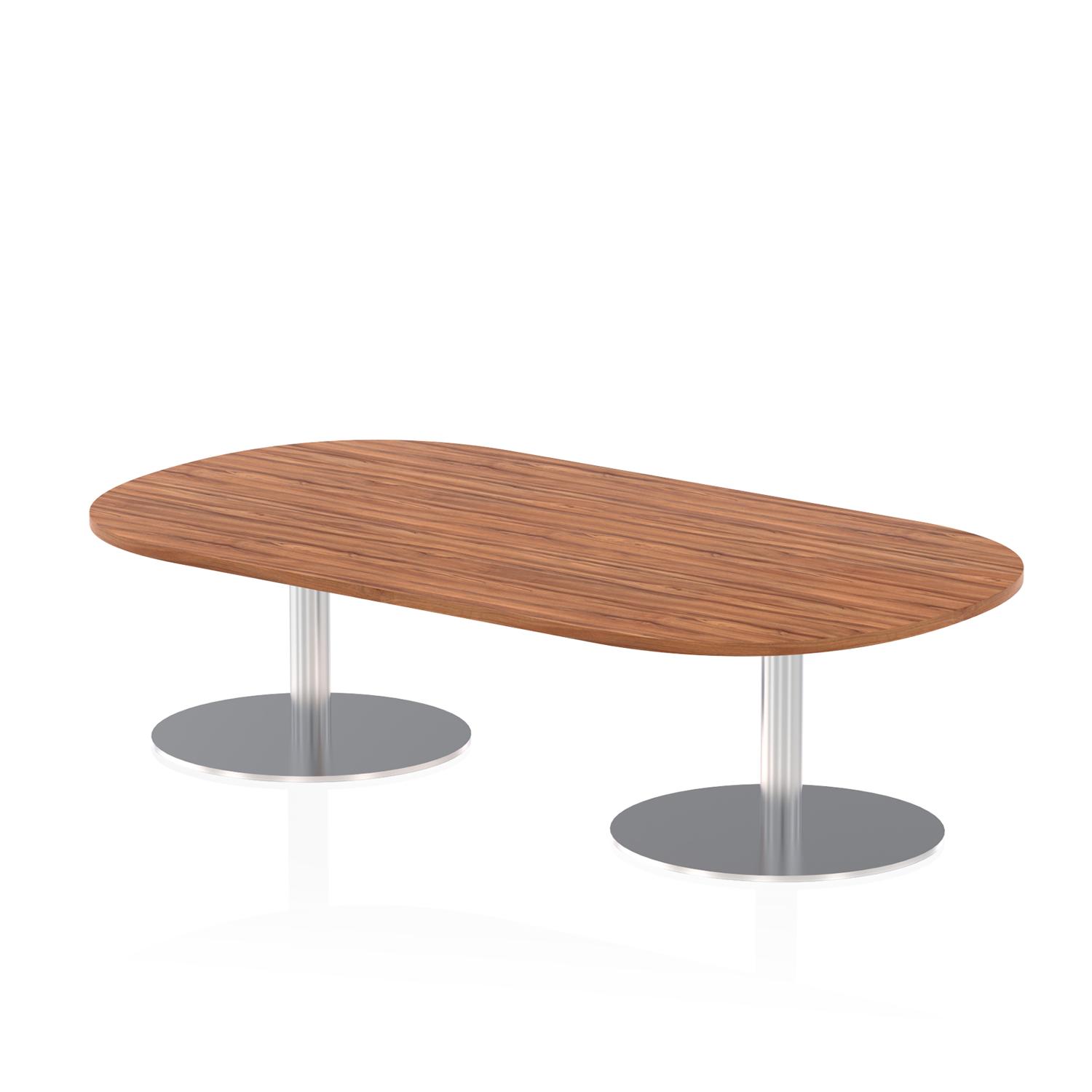 Italia 1800mm Boardroom Coffee Table Walnut Top 475mm High Silver Leg