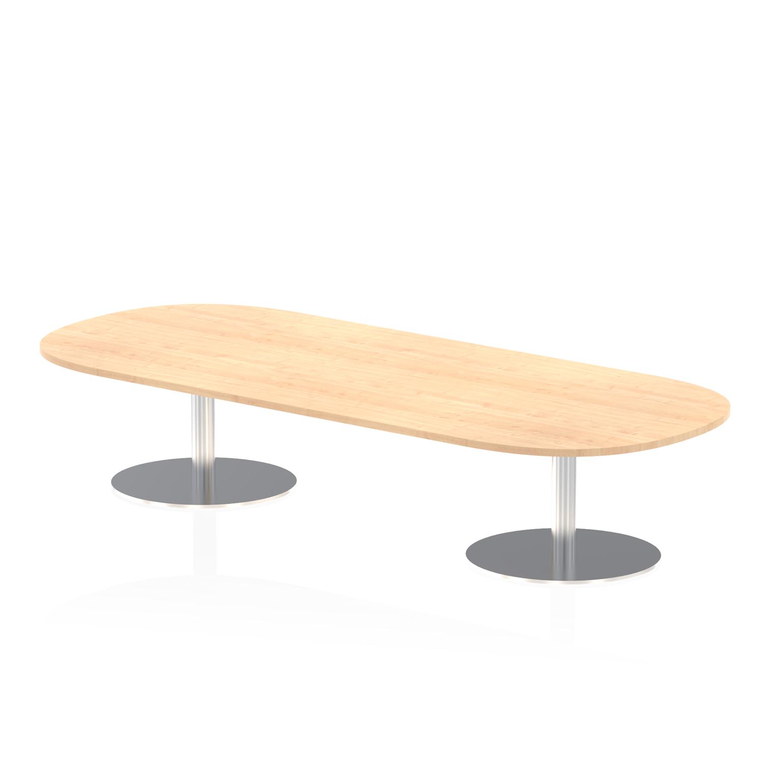 Italia 2400mm Boardroom Coffee Table Maple Top 475mm High Silver Leg