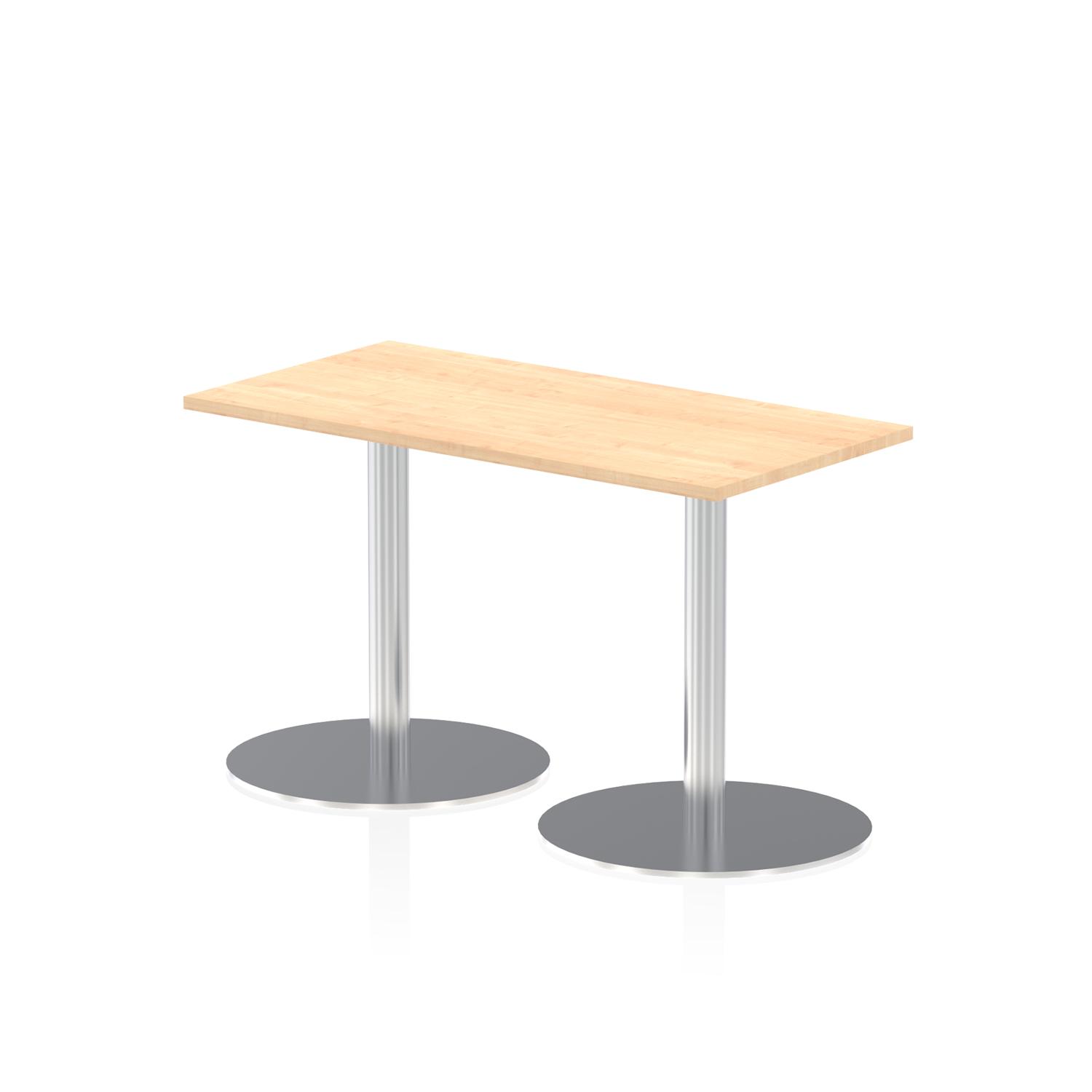 Italia 1200 x 600mm Poseur Rectangular Table Maple Top 720mm High Silver Leg