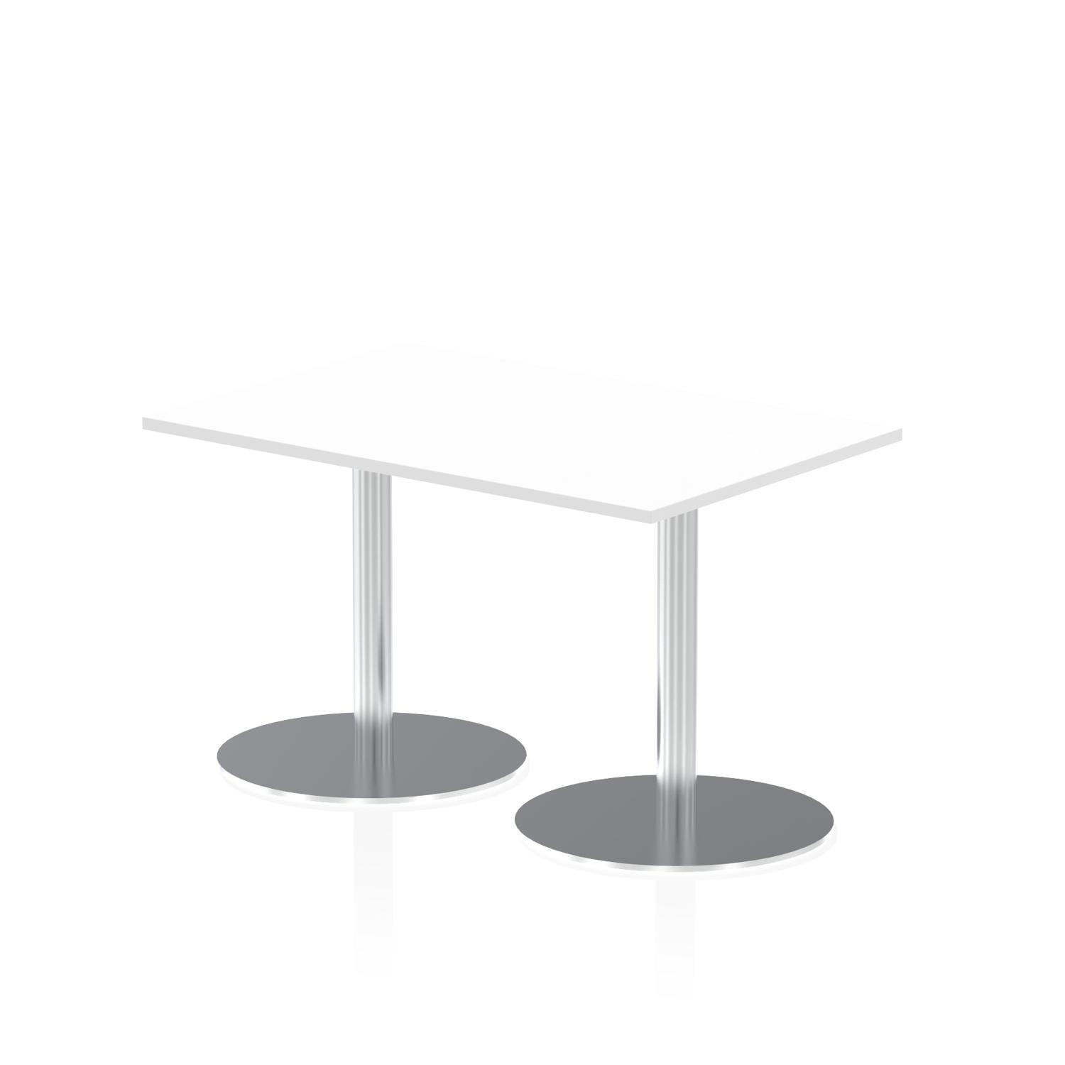 Italia 1200 x 800mm Poseur Rectangular Table White Top 720mm High Silver Leg Italia 1200 x 800mm Poseur Rectangular Table White Top 720mm High Silver Leg