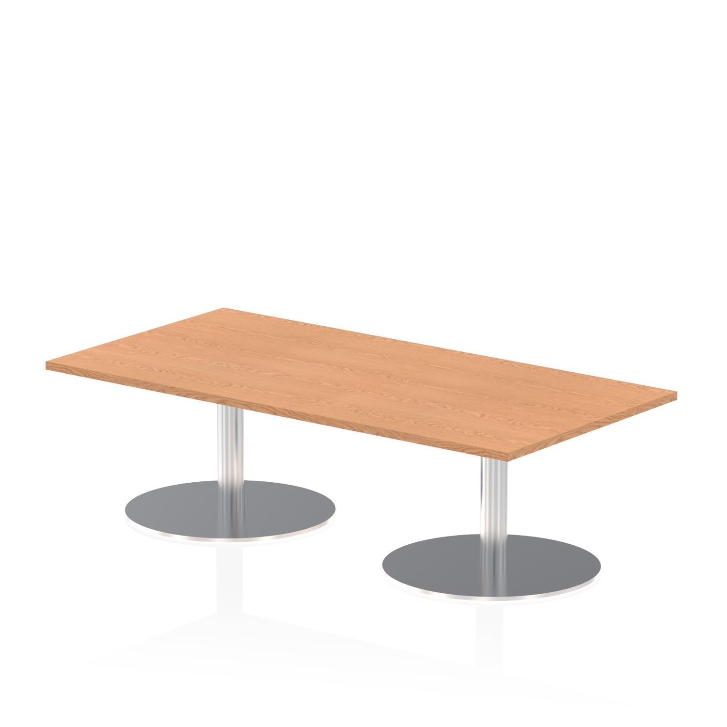 Italia 1600 x 800mm Rectangular Coffee Table Oak Top 475mm High Silver Leg