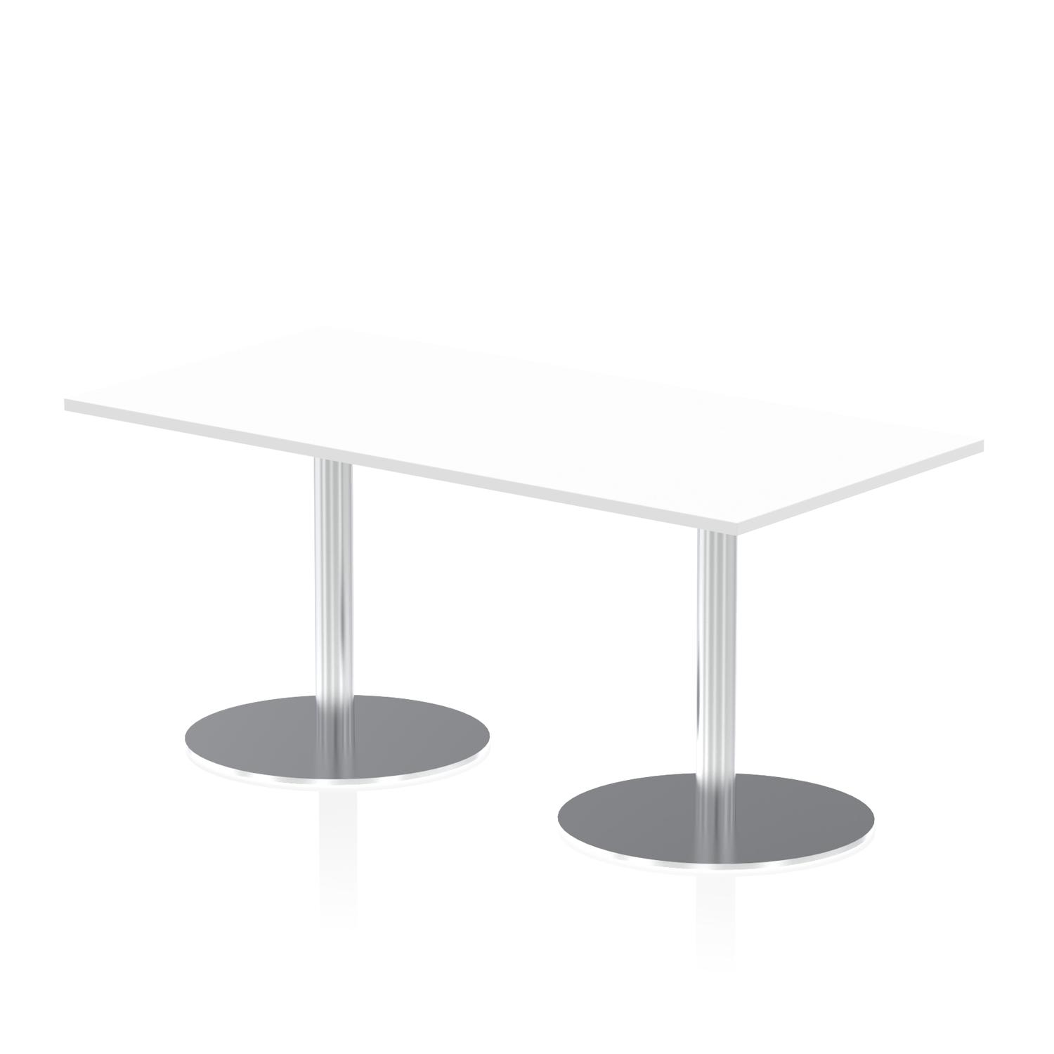 Italia 1600 x 800mm Poseur Rectangular Table White Top 720mm High Silver Leg