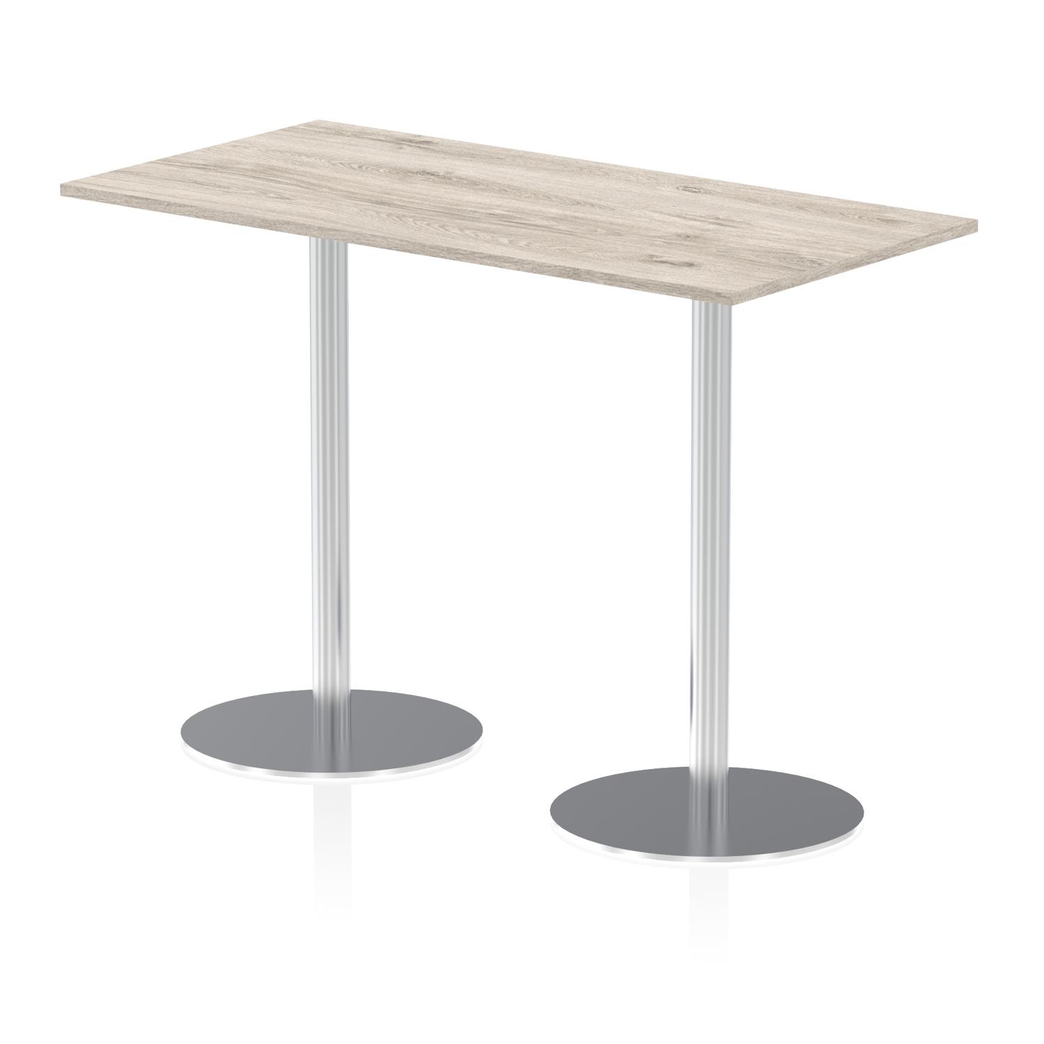Italia 1600 x 800mm Poseur Rectangular Table Grey Oak Top 1145mm High Silver Leg