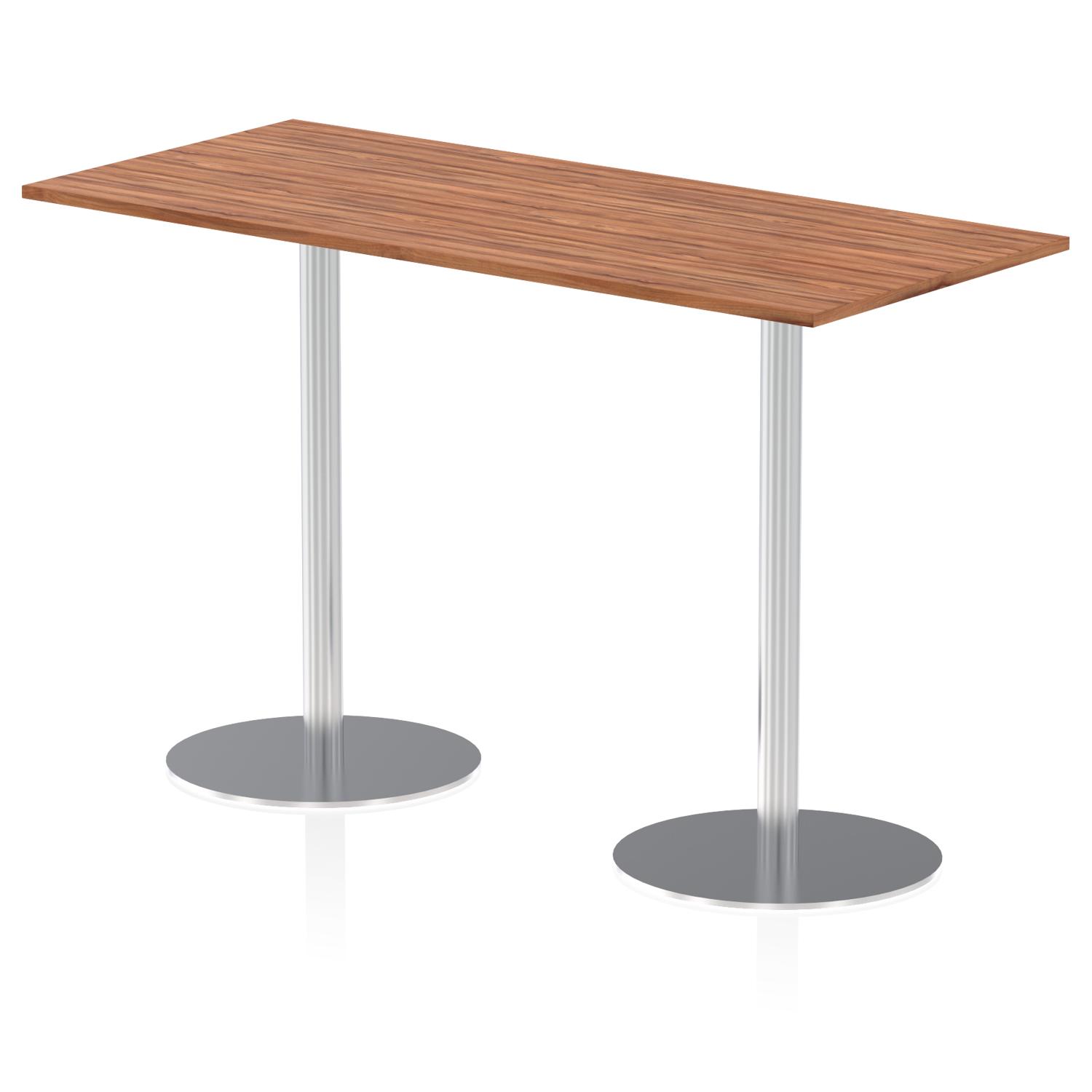 Italia 1800 x 800mm Poseur Rectangular Table Walnut Top 1145mm High Silver Leg