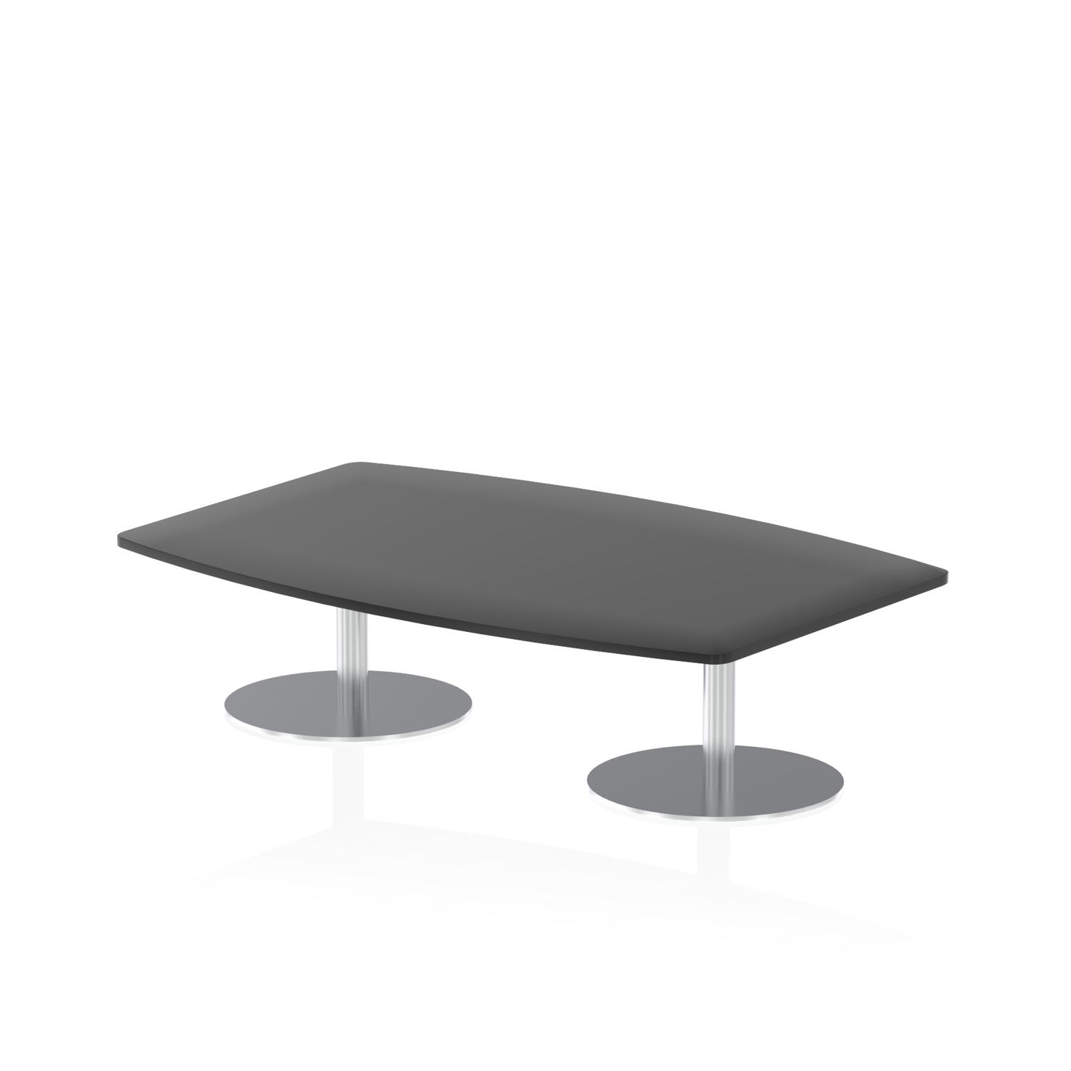 Italia 1800mm High Gloss Coffee Table Black Top 475mm High Silver Leg