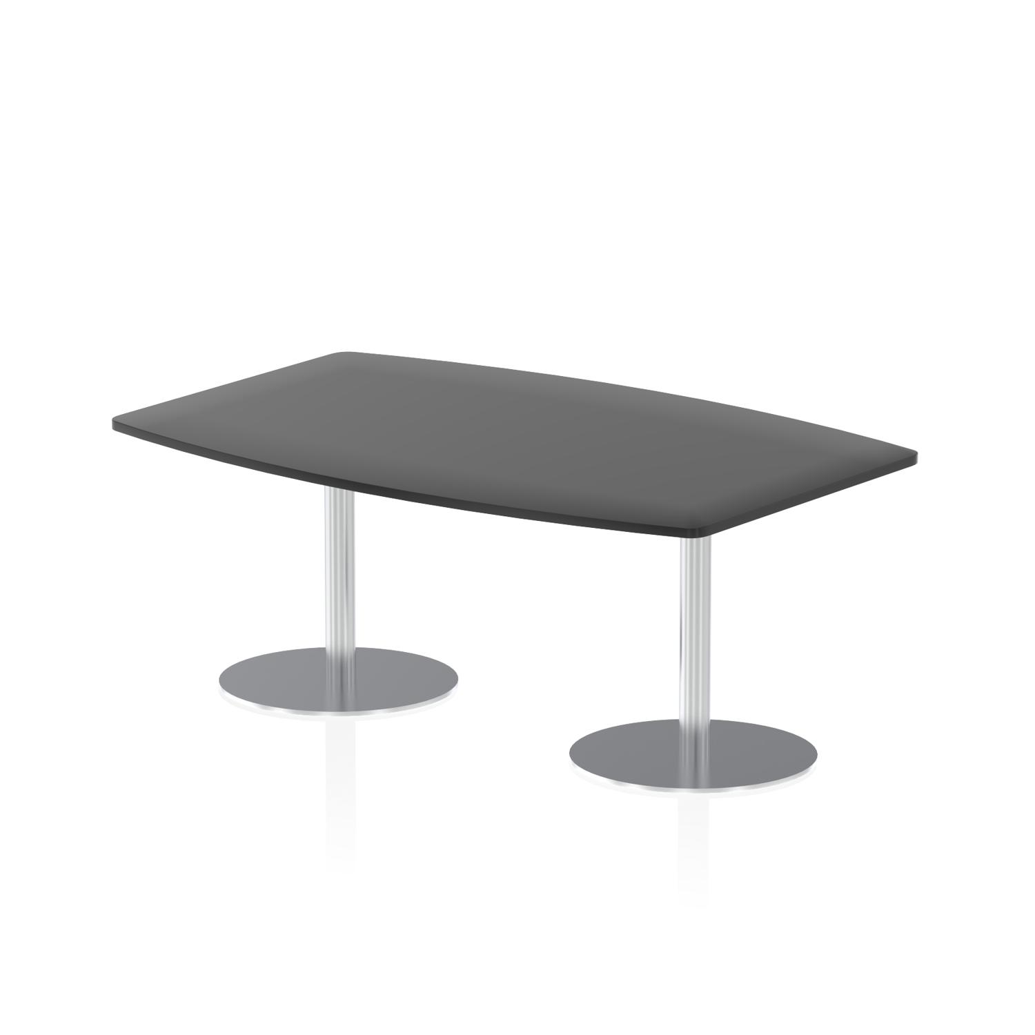 Italia 1800mm Poseur High Gloss Table Black Top 725mm High Silver Leg