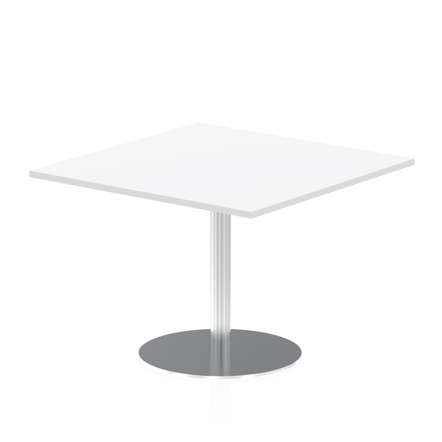 Italia 800mm Poseur Square Table White Top 720mm High Silver Leg