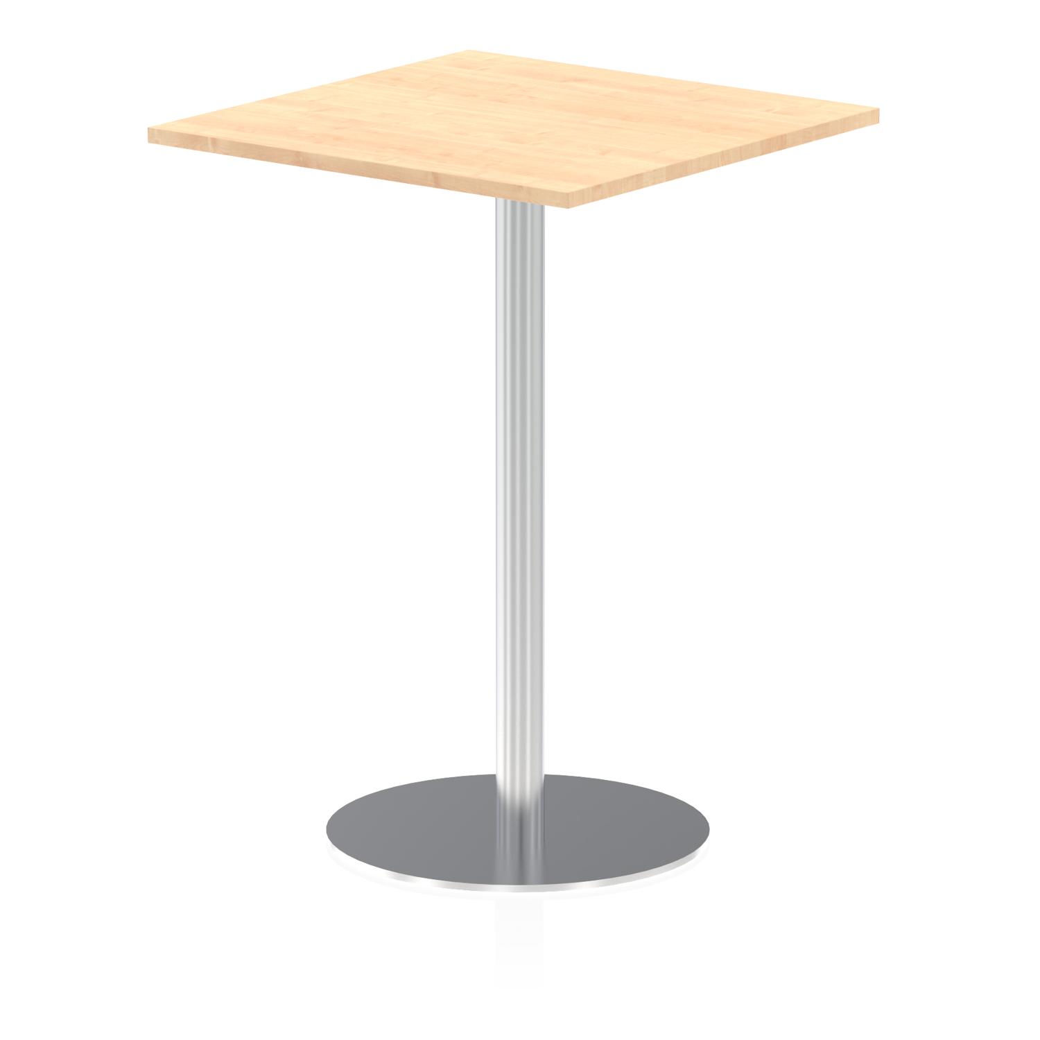 Italia 800mm Poseur Square Table Maple Top 1145mm High Silver Leg