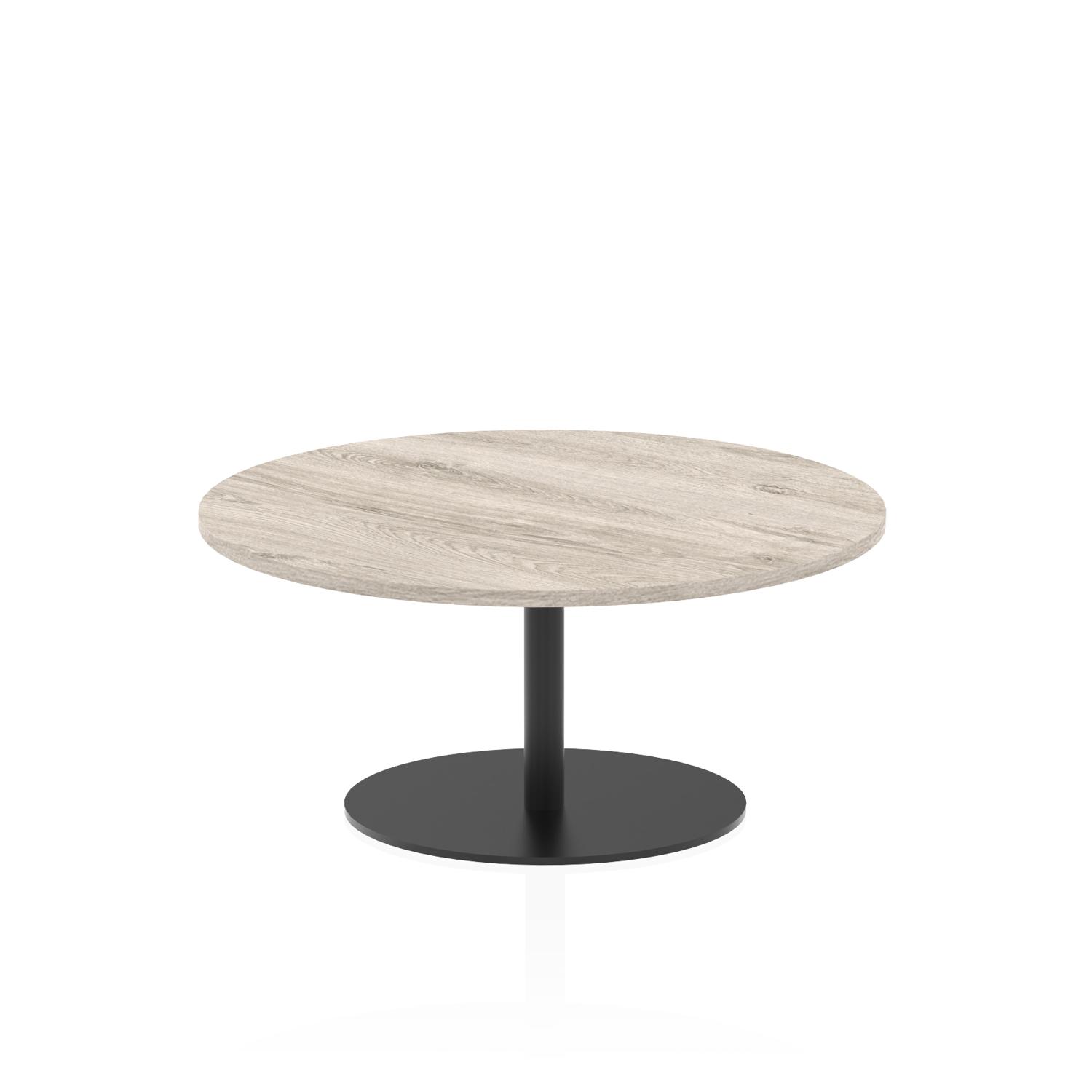 Italia 1000mm Round Coffee Table Grey Oak Top 475mm High Black Leg