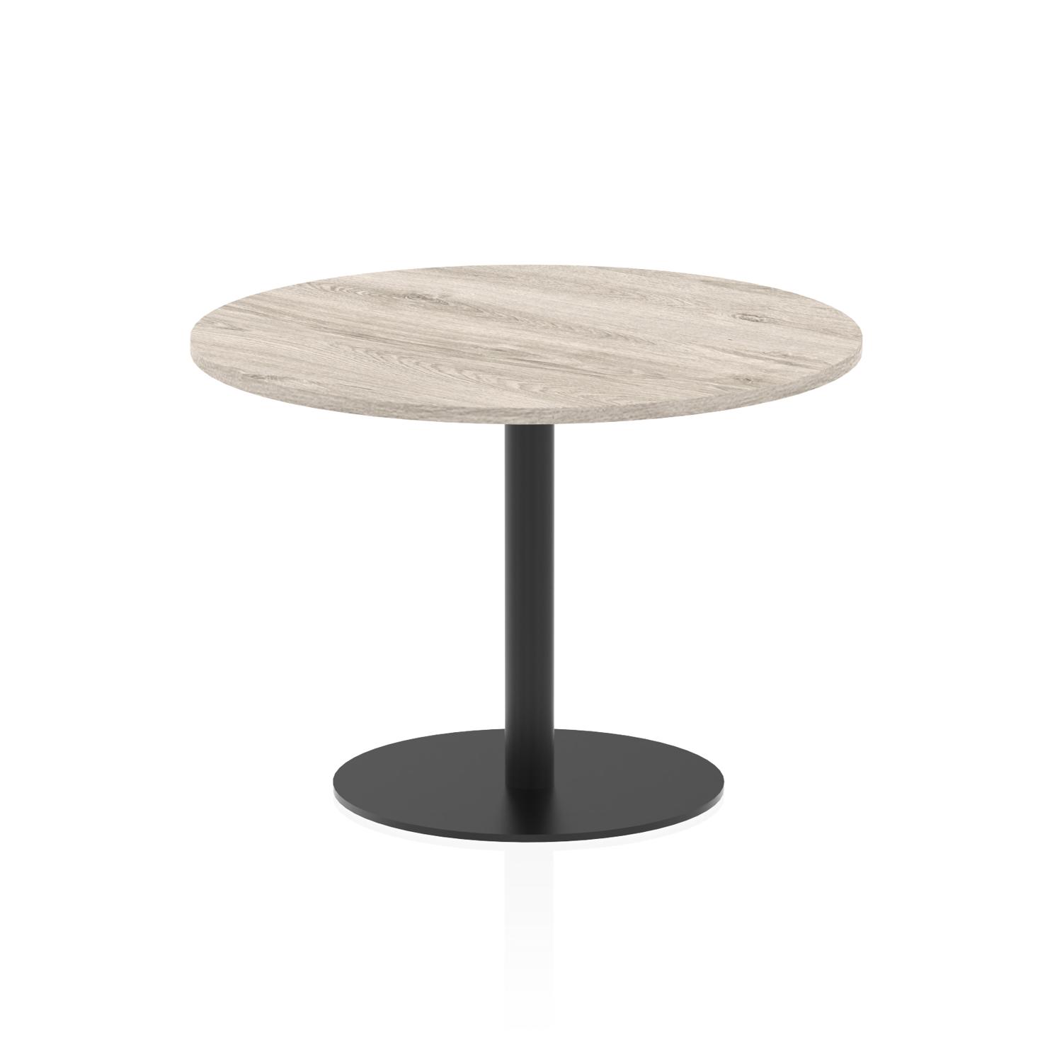 Italia 1000mm Poseur Round Table Grey Oak Top 720mm High Black Leg