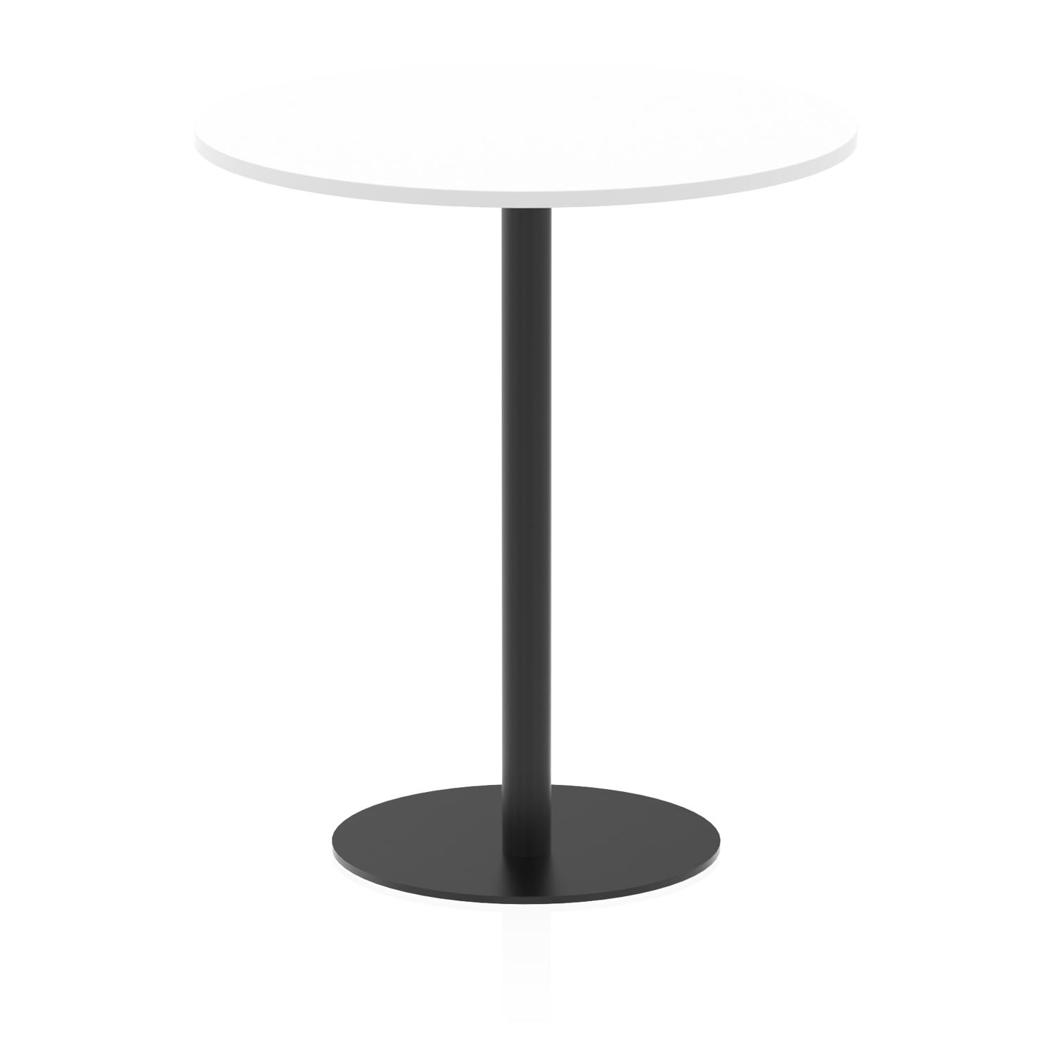Italia 1000mm Poseur Round Table White Top 1145mm High Black Leg