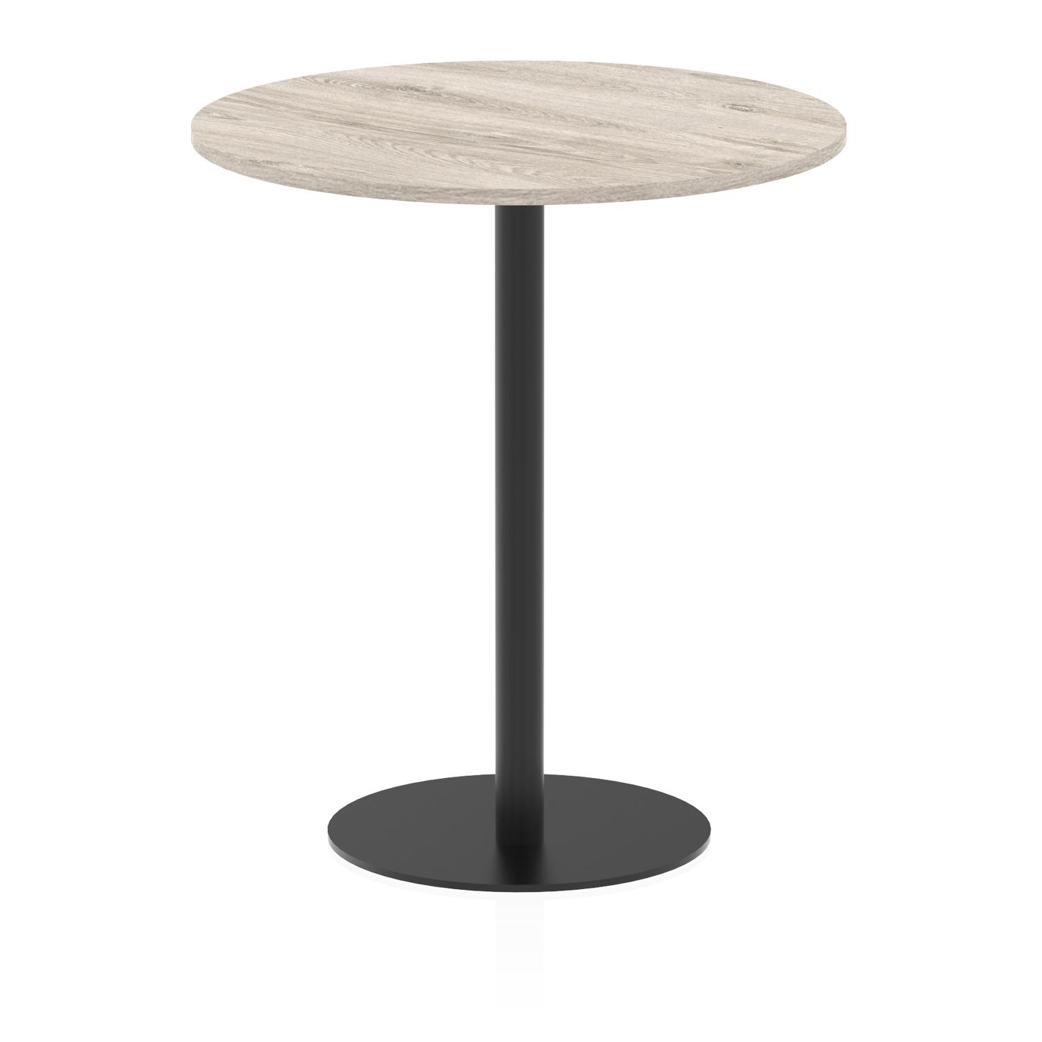 Italia 1000mm Poseur Round Table Grey Oak Top 1145mm High Black Leg