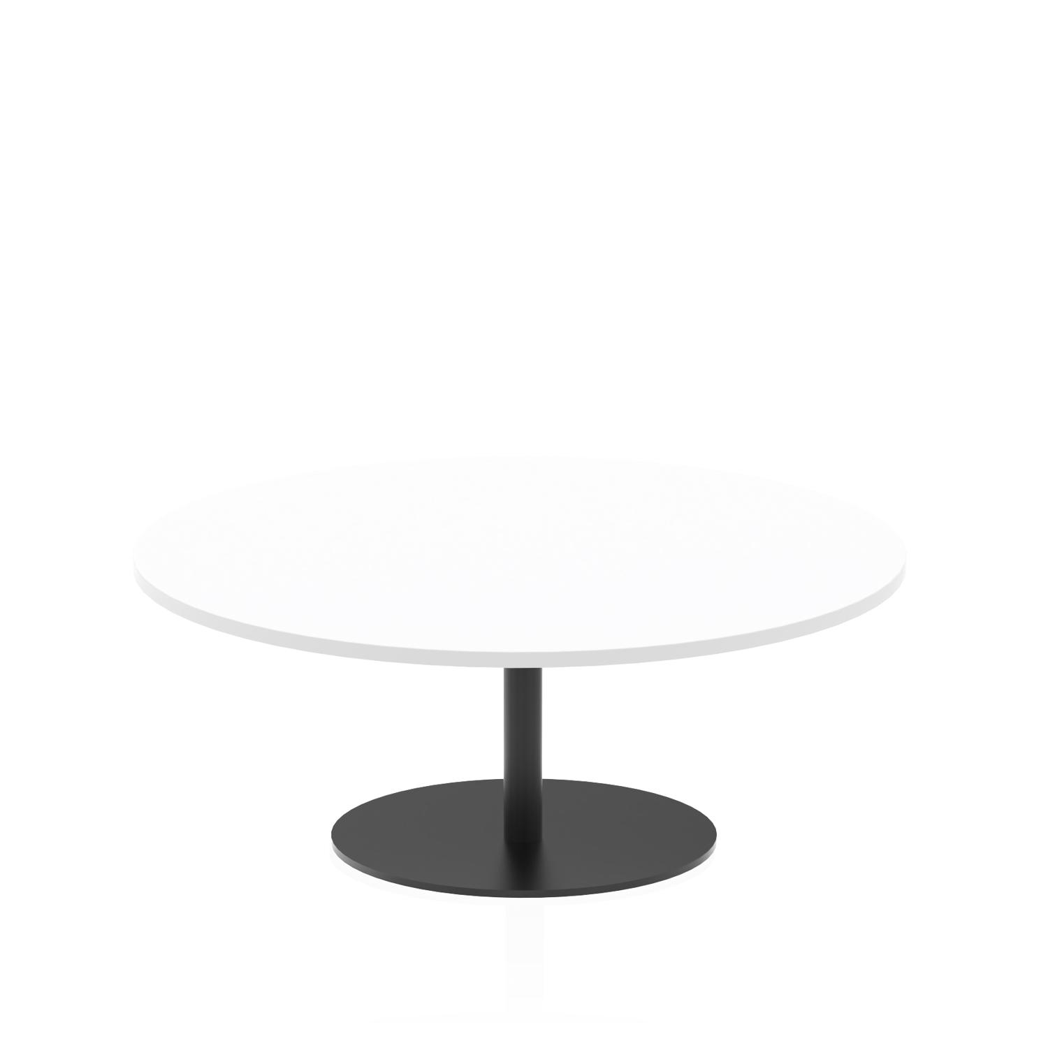 Italia 1200mm Round Coffee Table White Top 475mm High Black Leg