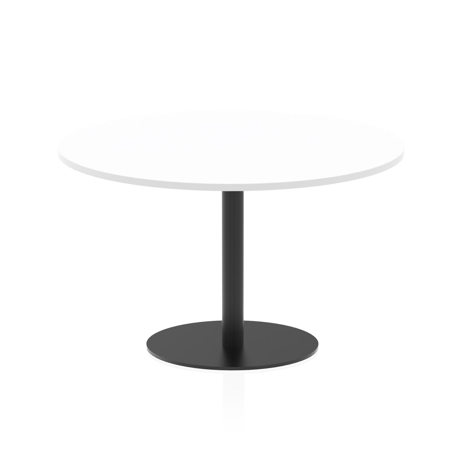 Italia 1200mm Poseur Round Table White Top 720mm High Black Leg Italia 1200mm Poseur Round Table White Top 720mm High Black Leg