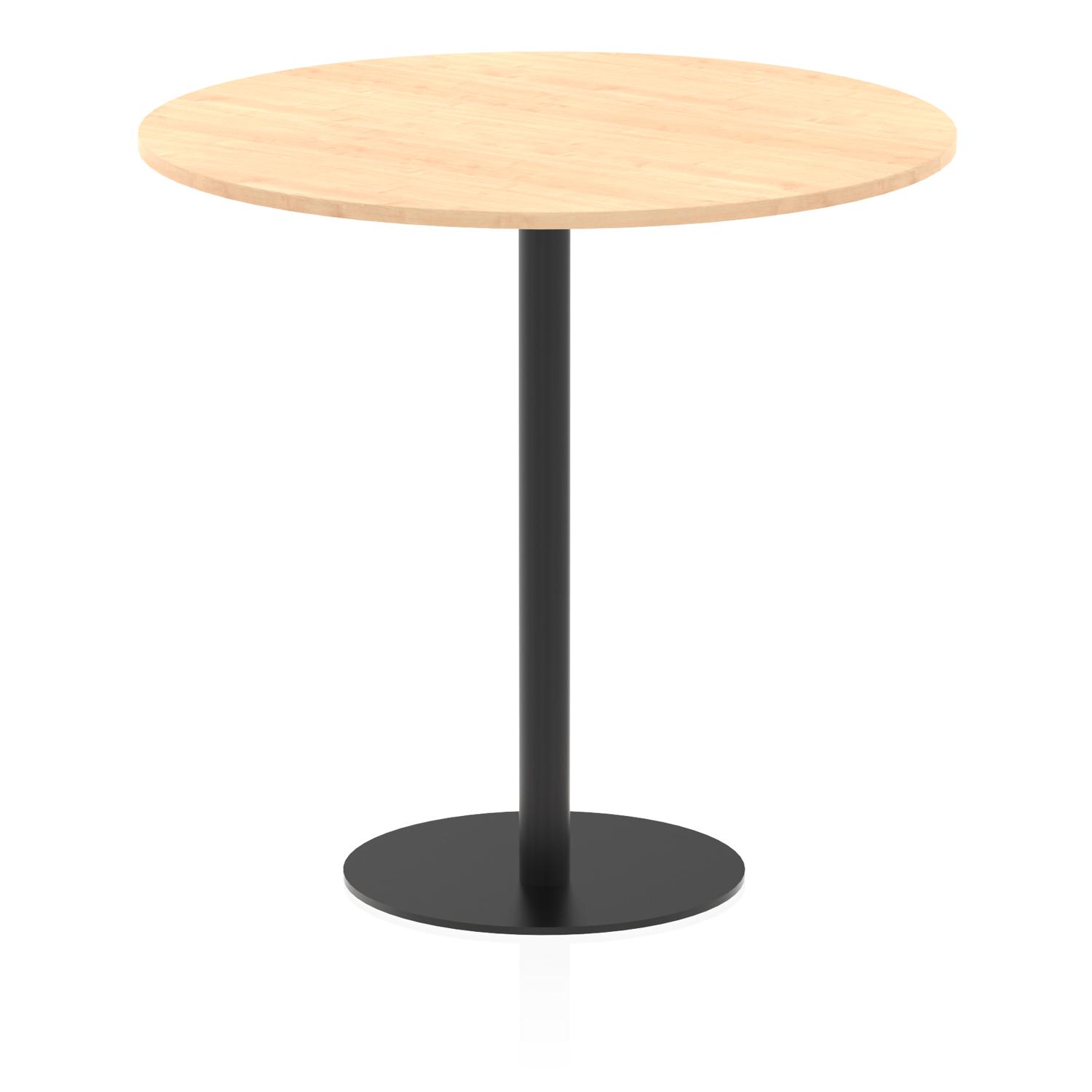 Italia 1200mm Poseur Round Table Maple Top 1145mm High Black Leg