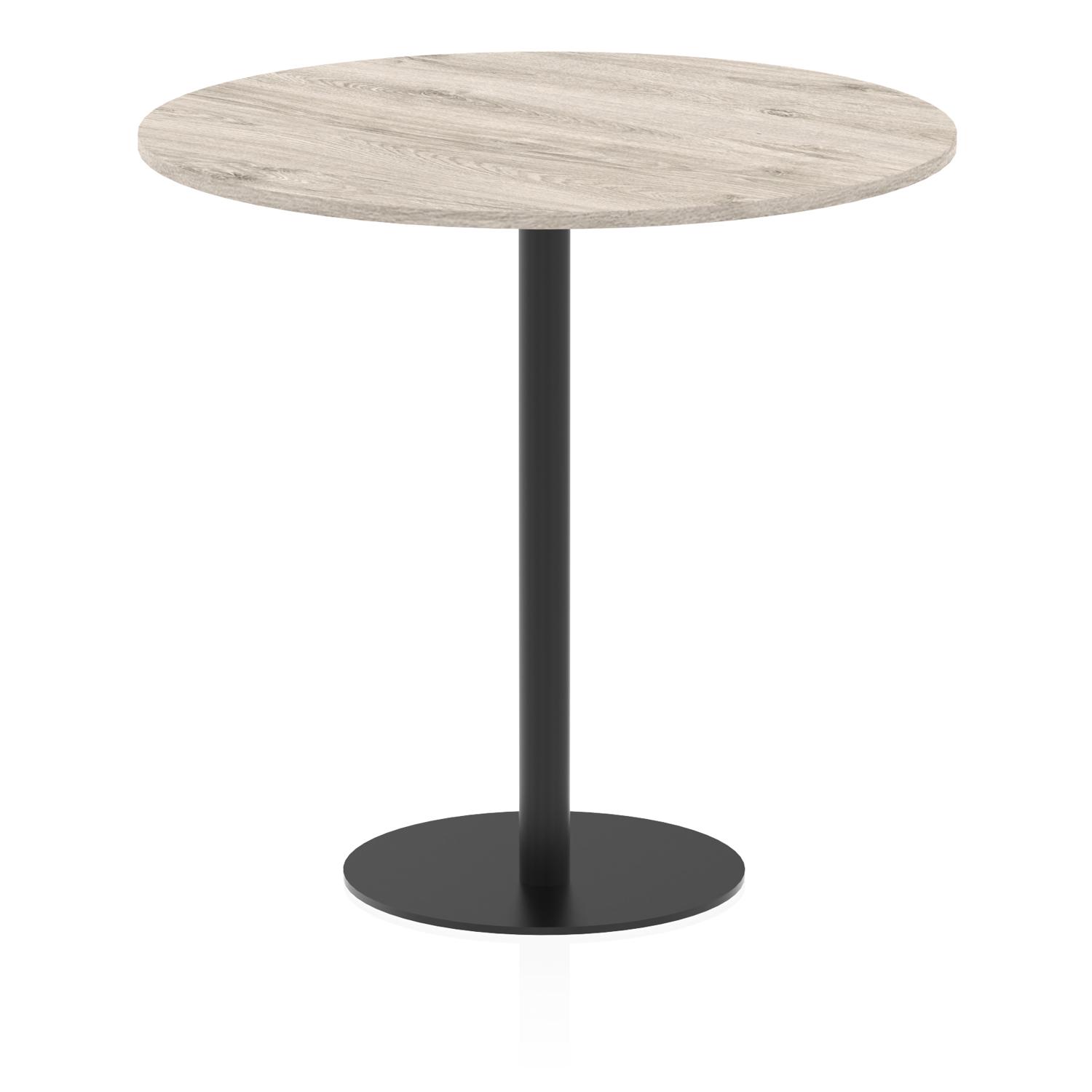 Italia 1200mm Poseur Round Table Grey Oak Top 1145mm High Black Leg