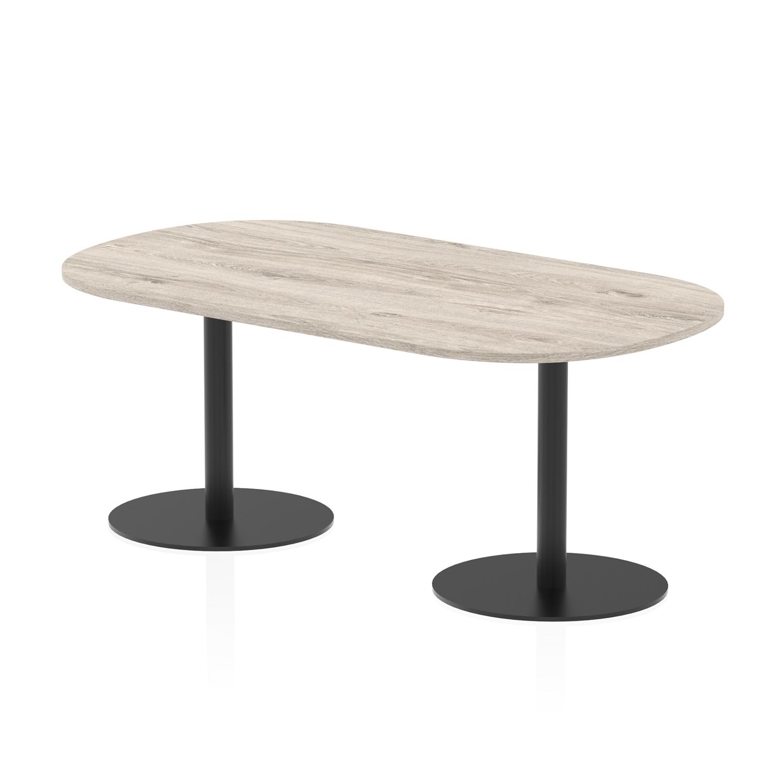 Italia 1800mm Poseur Boardroom Table Grey Oak Top 720mm High Black Leg