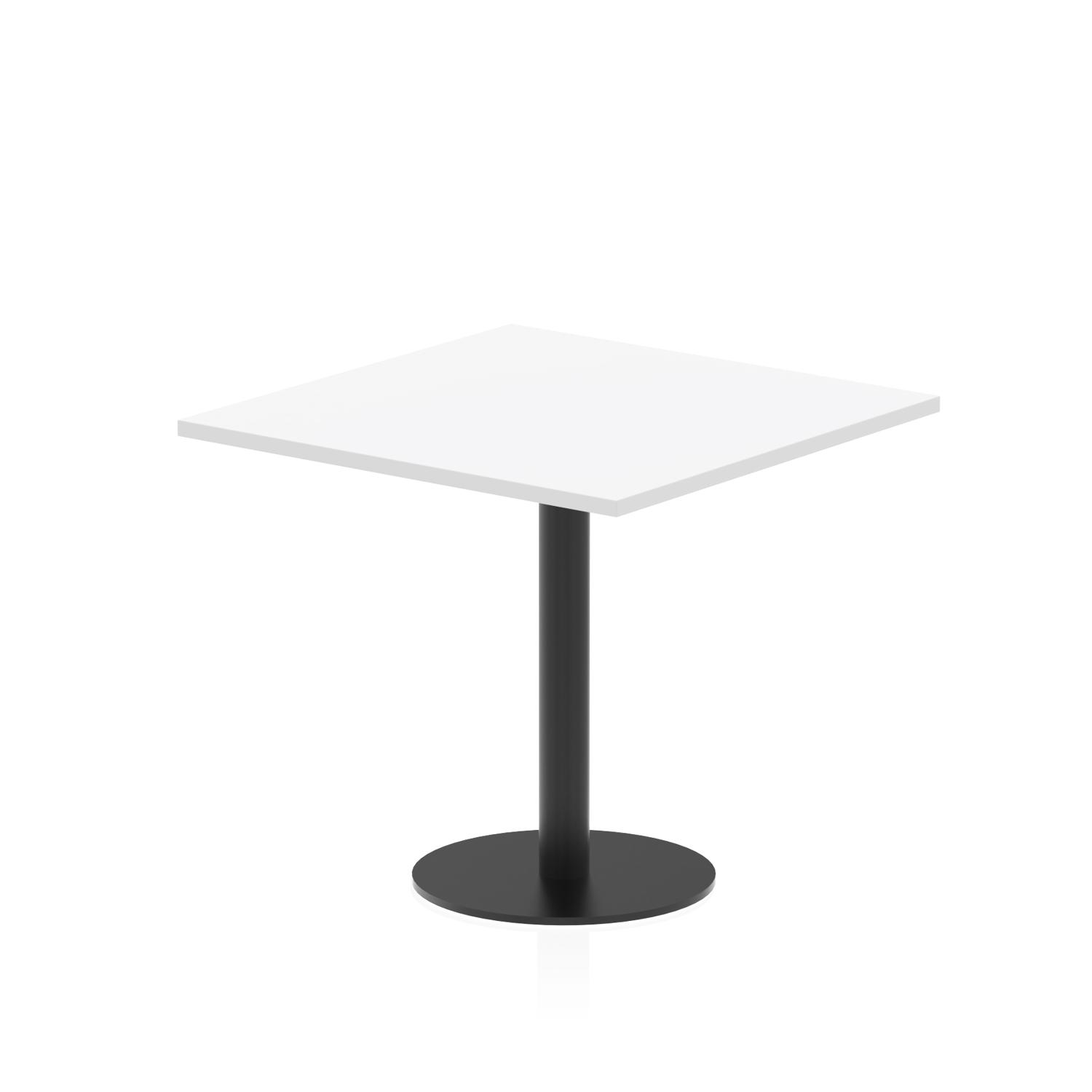 Italia 800mm Poseur Square Table White Top 720mm High Black Leg