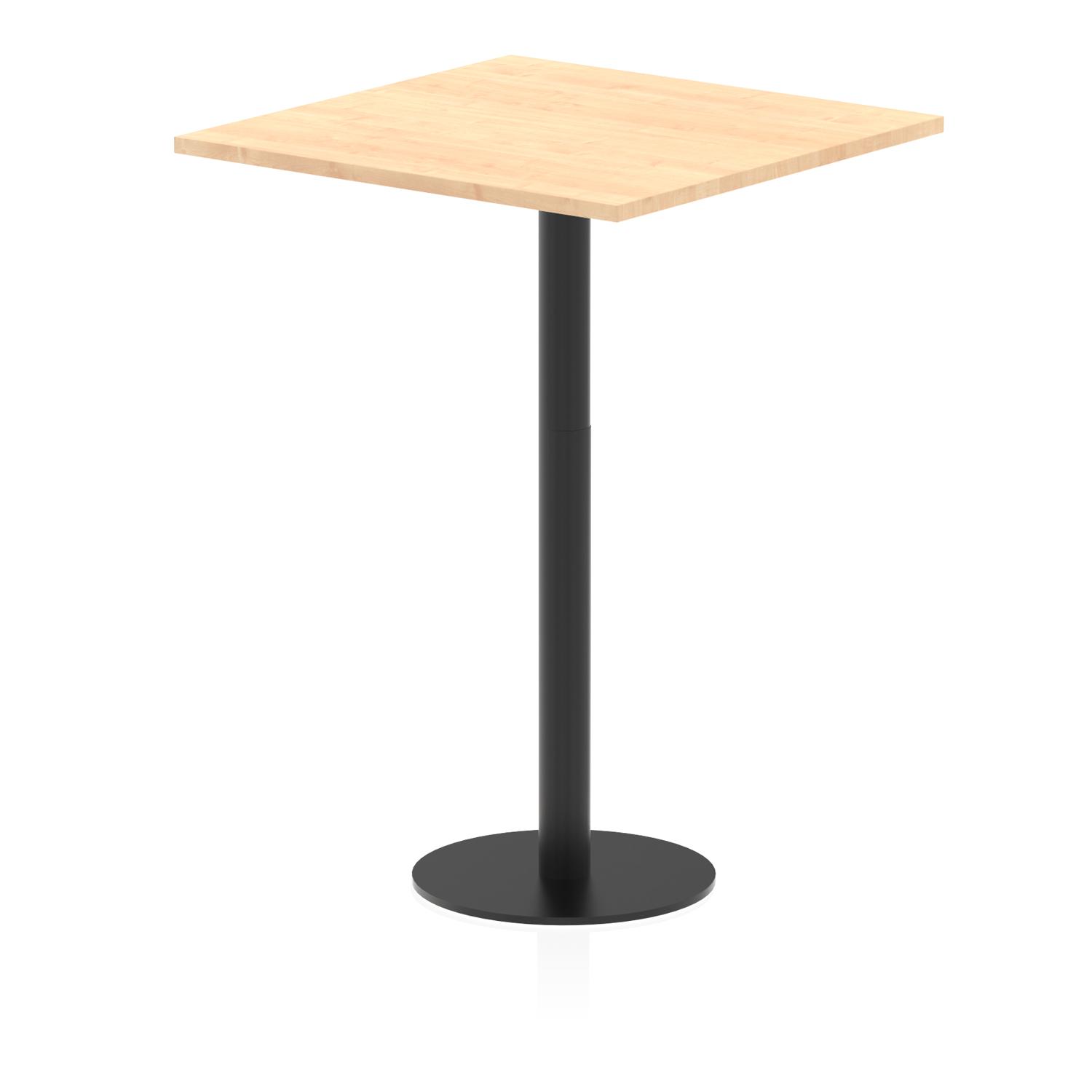 Italia 800mm Poseur Square Table Maple Top 1145mm High Black Leg