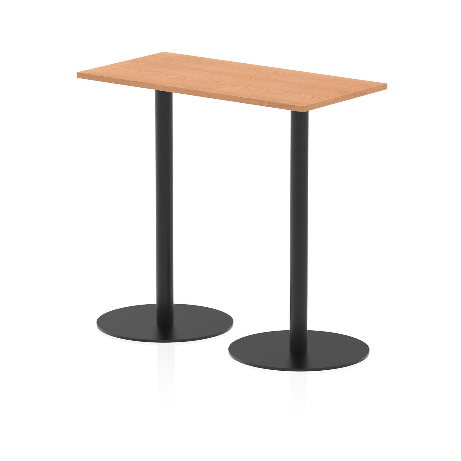 Italia 1200 x 600mm Poseur Rectangular Table Oak Top 1145mm High Black Leg