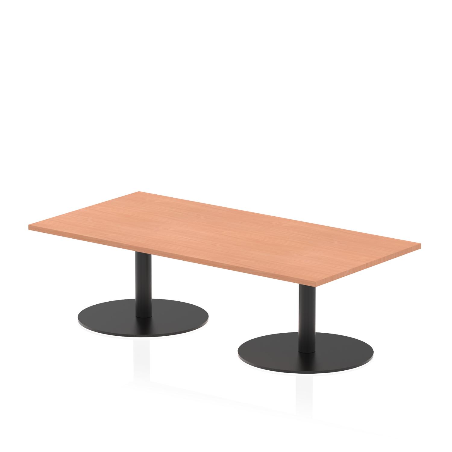Italia 1600 x 800mm Rectangular Coffee Table Beech Top 475mm High Black Leg