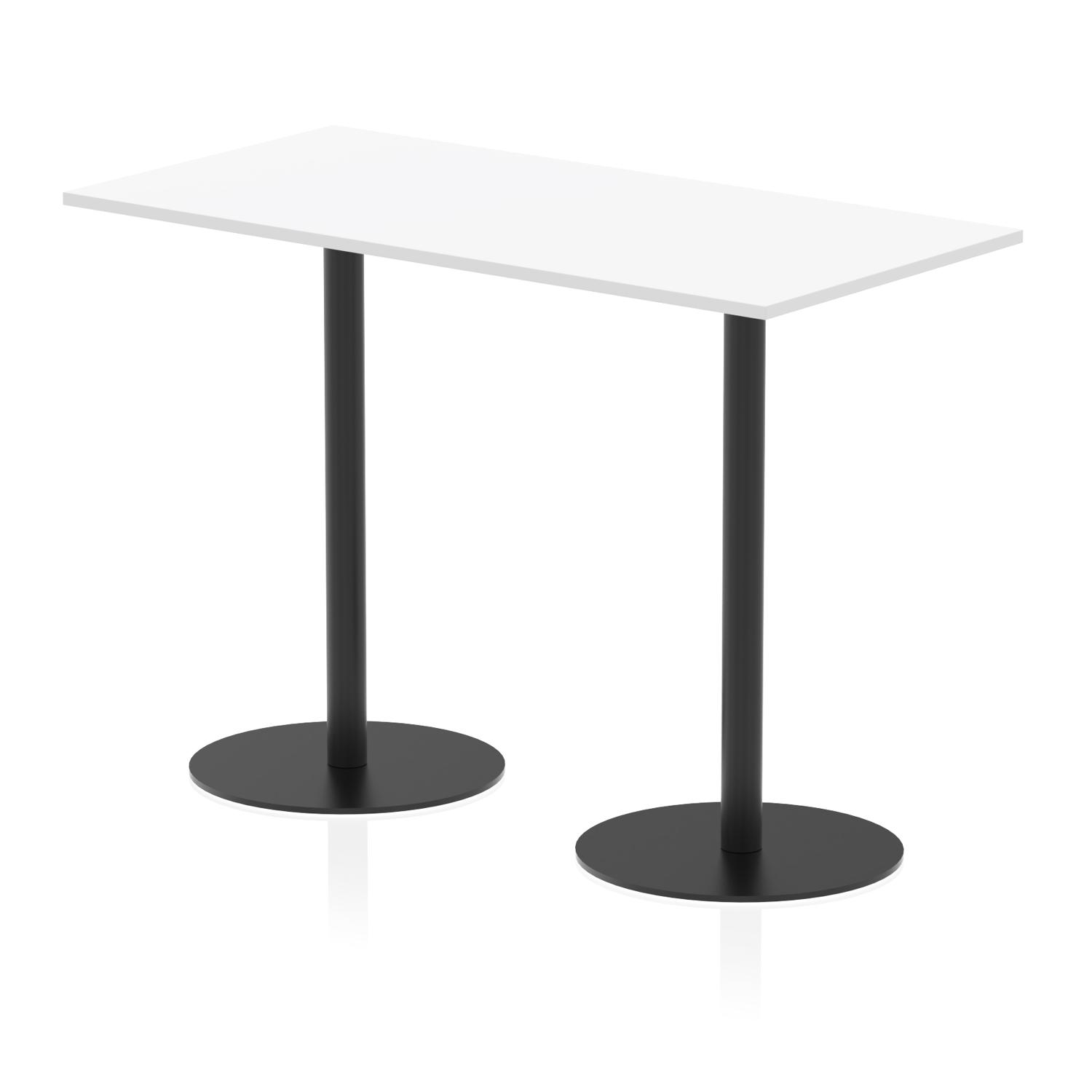Italia 1600 x 800mm Poseur Rectangular Table White Top 1145mm High Black Leg