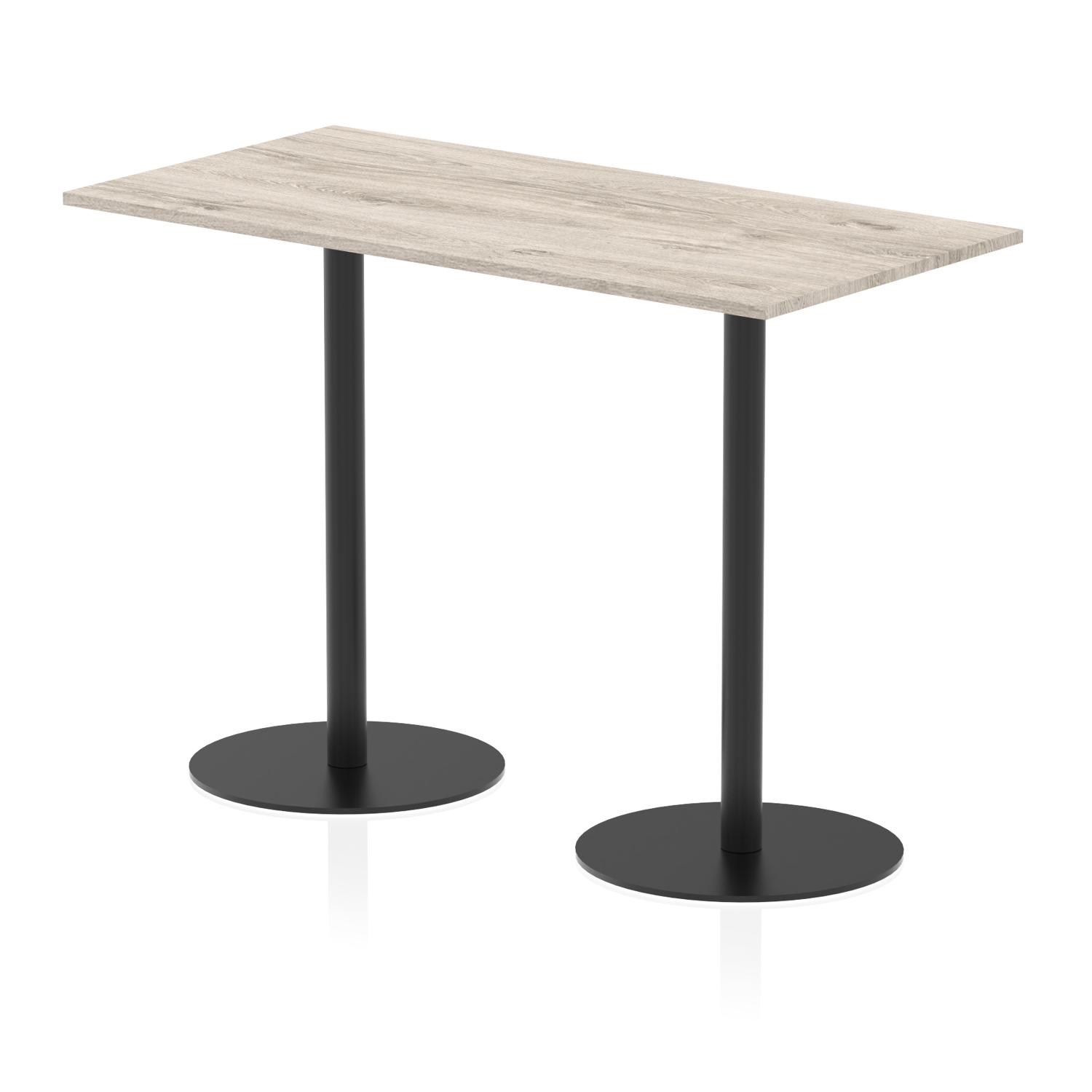 Italia 1600 x 800mm Poseur Rectangular Table Grey Oak Top 1145mm High Black Leg