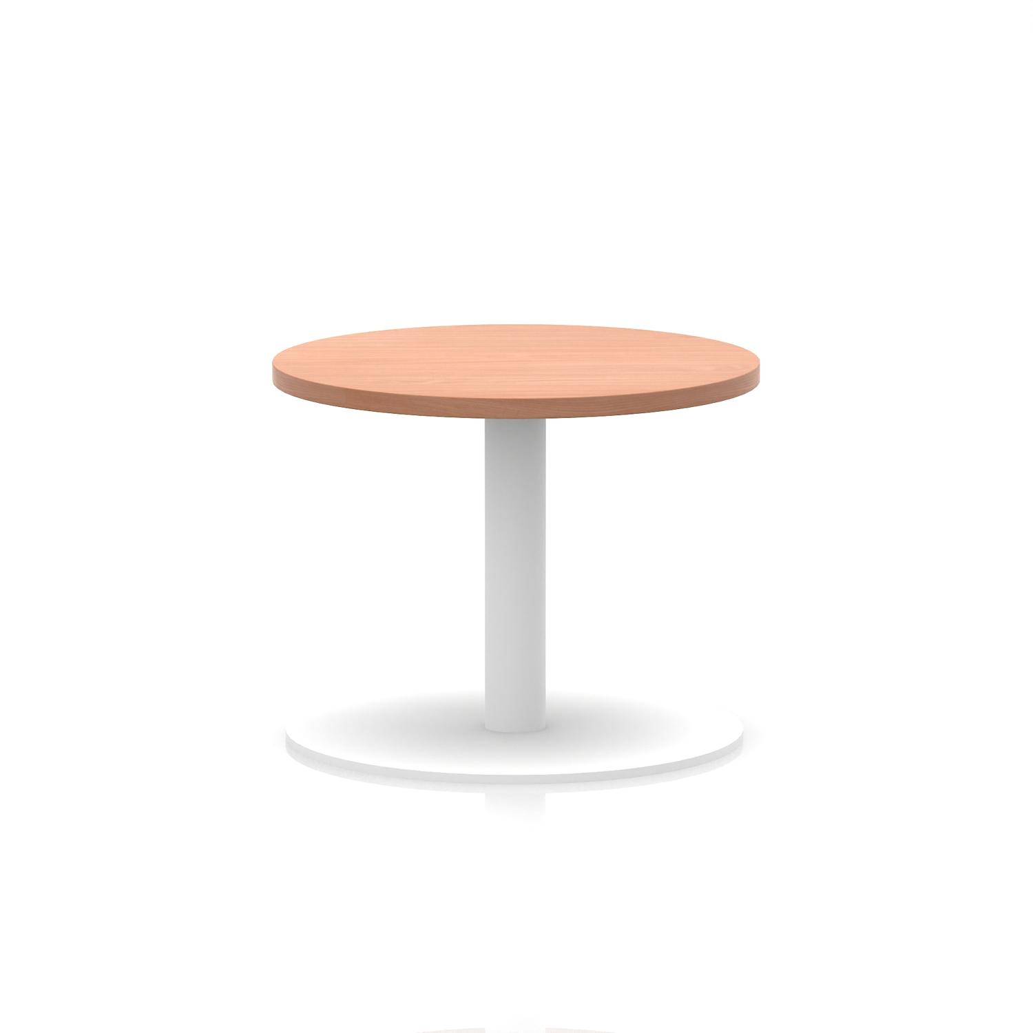 Italia 600mm Round Coffee Table Beech Top 475mm High White Leg