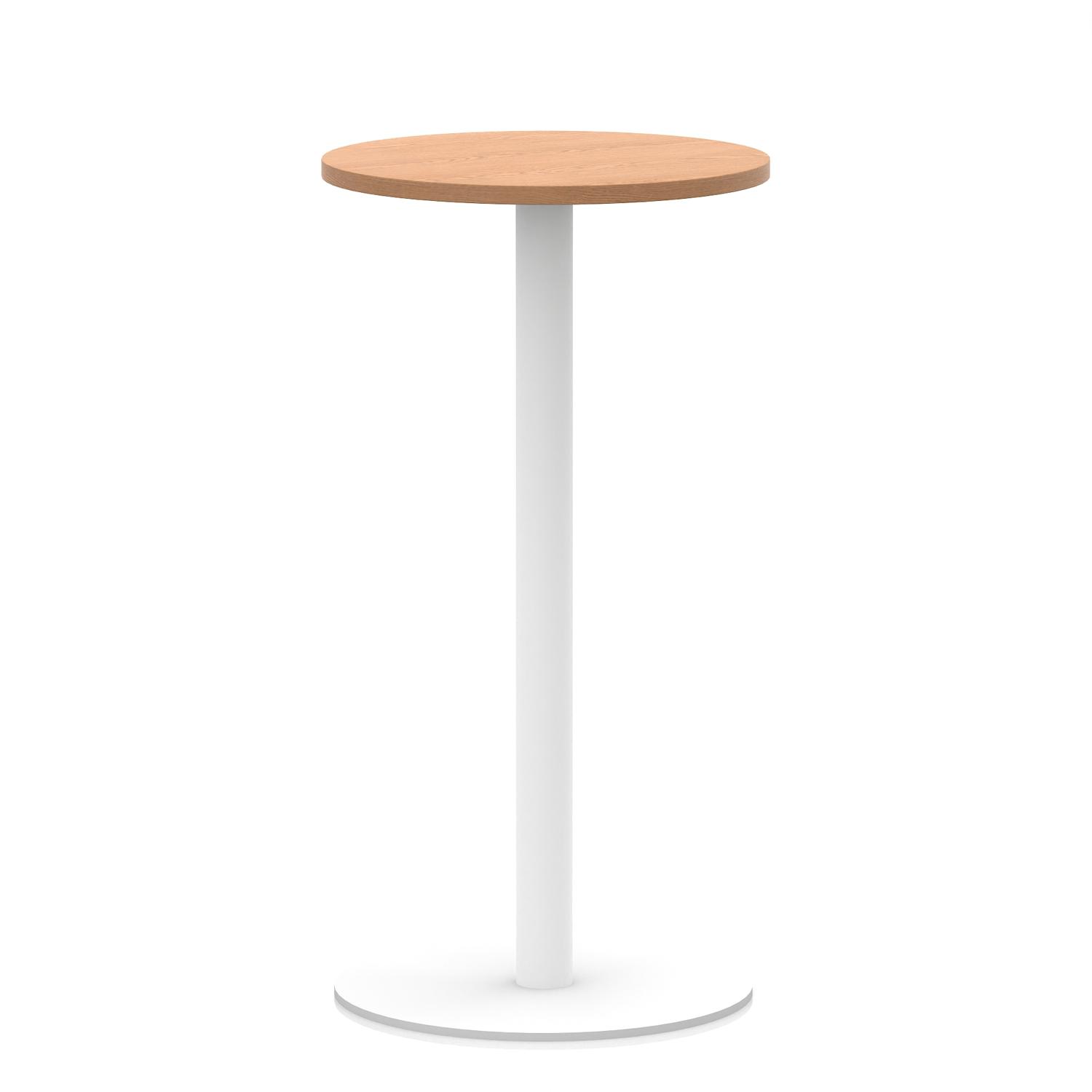 Italia 600mm Poseur Round Table Oak Top 1145mm High White Leg Italia 600mm Poseur Round Table Oak Top 1145mm High White Leg