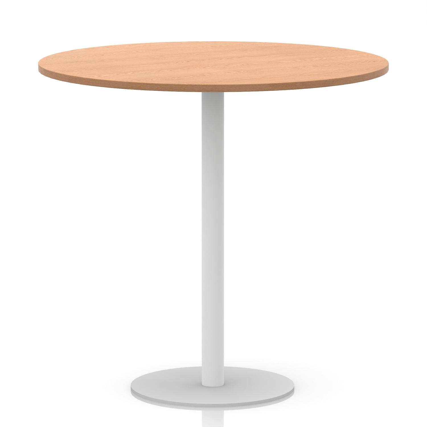 Italia 1200mm Poseur Round Table Oak Top 1145mm High White Leg