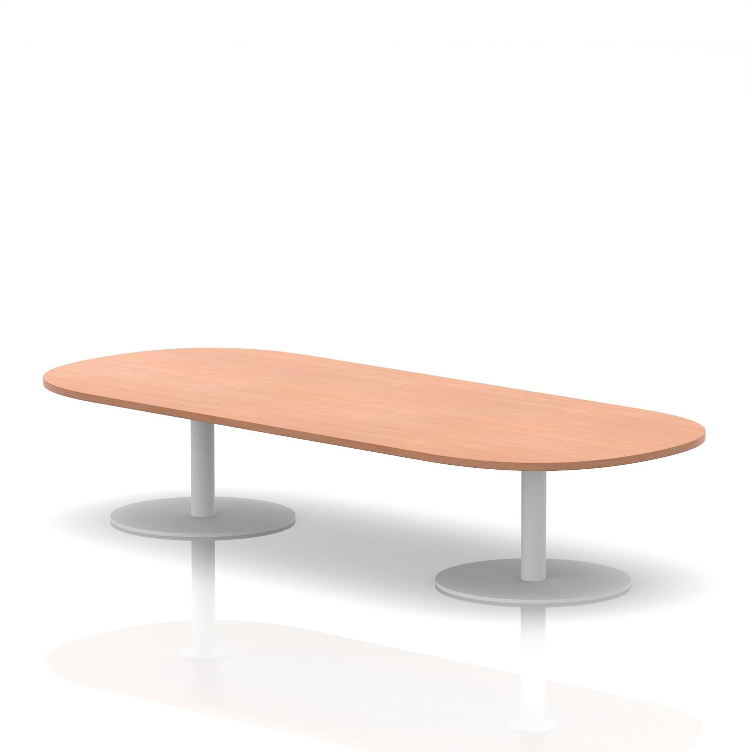 Italia 2400mm Boardroom Coffee Table Beech Top 475mm High White Leg