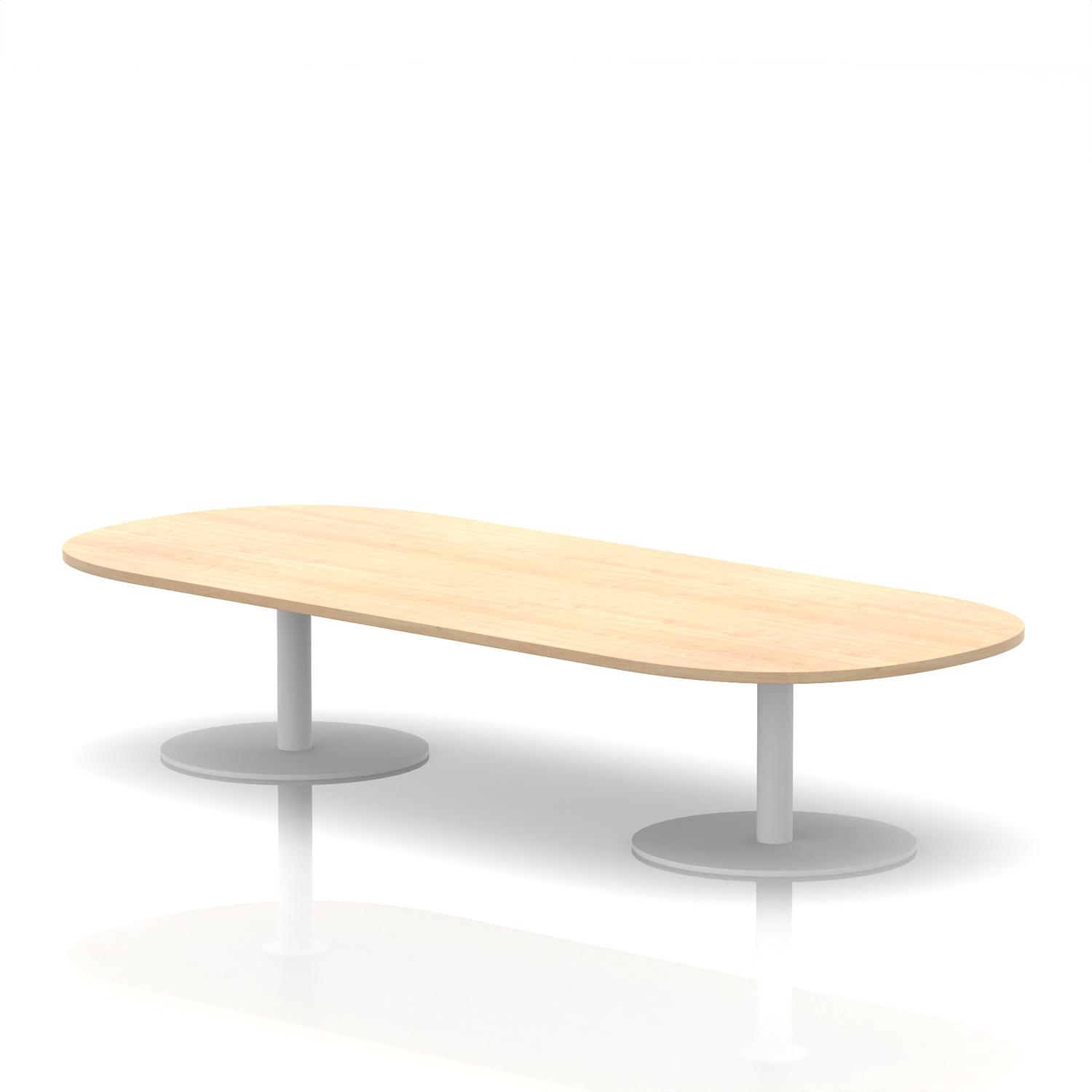 Italia 2400mm Boardroom Coffee Table Maple Top 475mm High White Leg