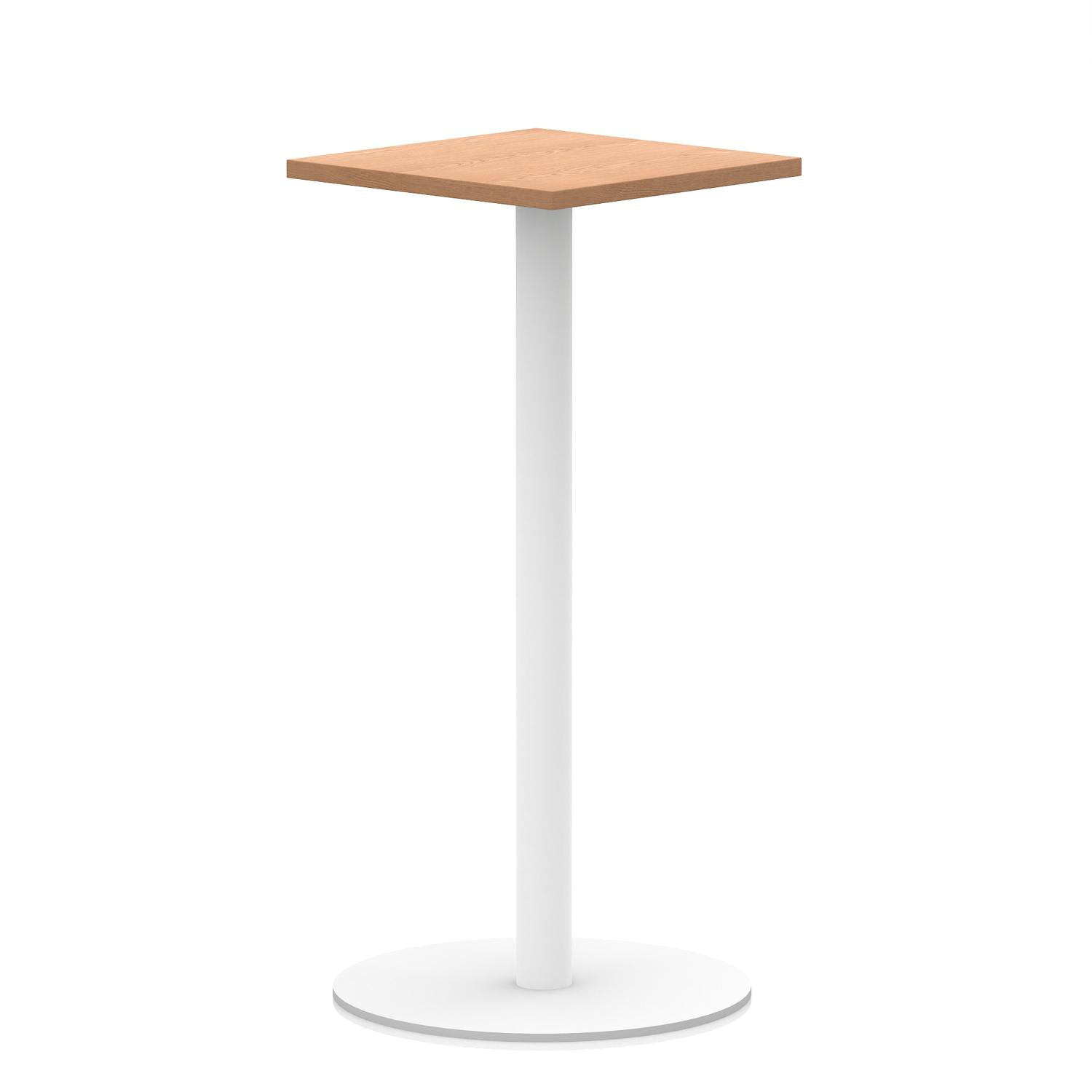 Italia 600mm Poseur Square Table Oak Top 1145mm High White Leg