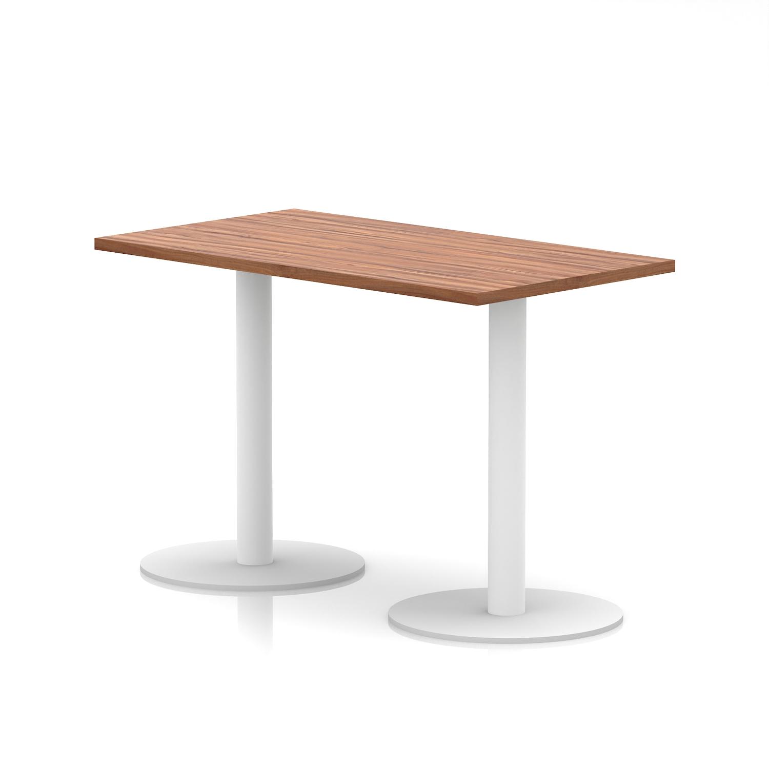 Italia 1200 x 600mm Poseur Rectangular Table Walnut Top 720mm High White Leg