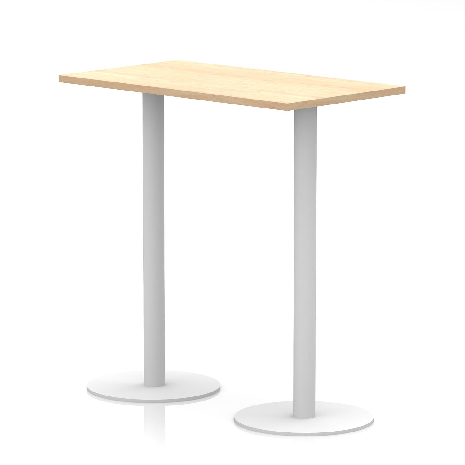 Italia 1200 x 600mm Poseur Rectangular Table Maple Top 1145mm High White Leg