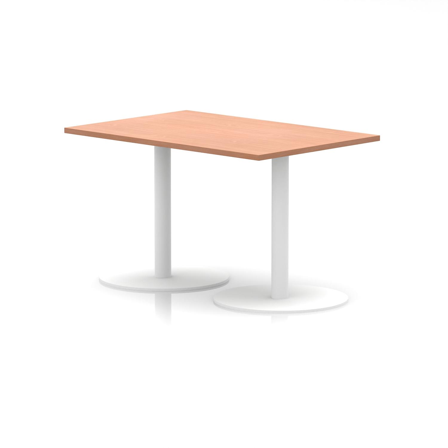 Italia 1200 x 800mm Poseur Rectangular Table Beech Top 720mm High White Leg