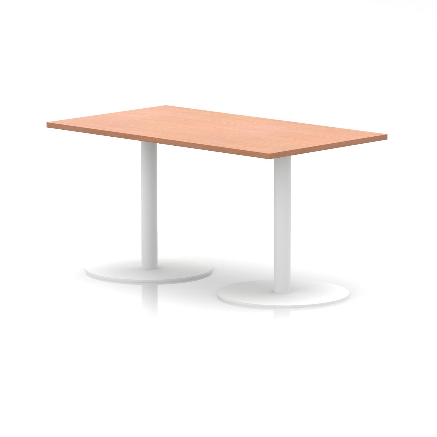 Italia 1400 x 800mm Poseur Rectangular Table Beech Top 720mm High White Leg