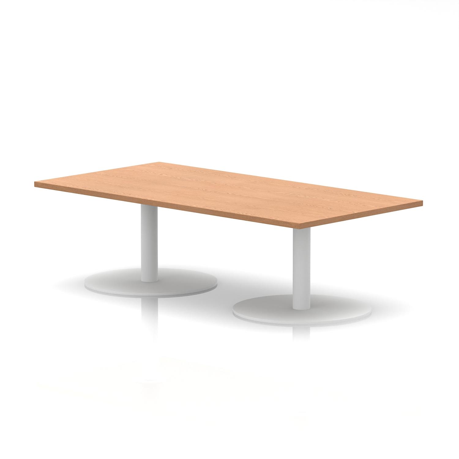 Italia 1600 x 800mm Rectangular Coffee Table Oak Top 475mm High White Leg