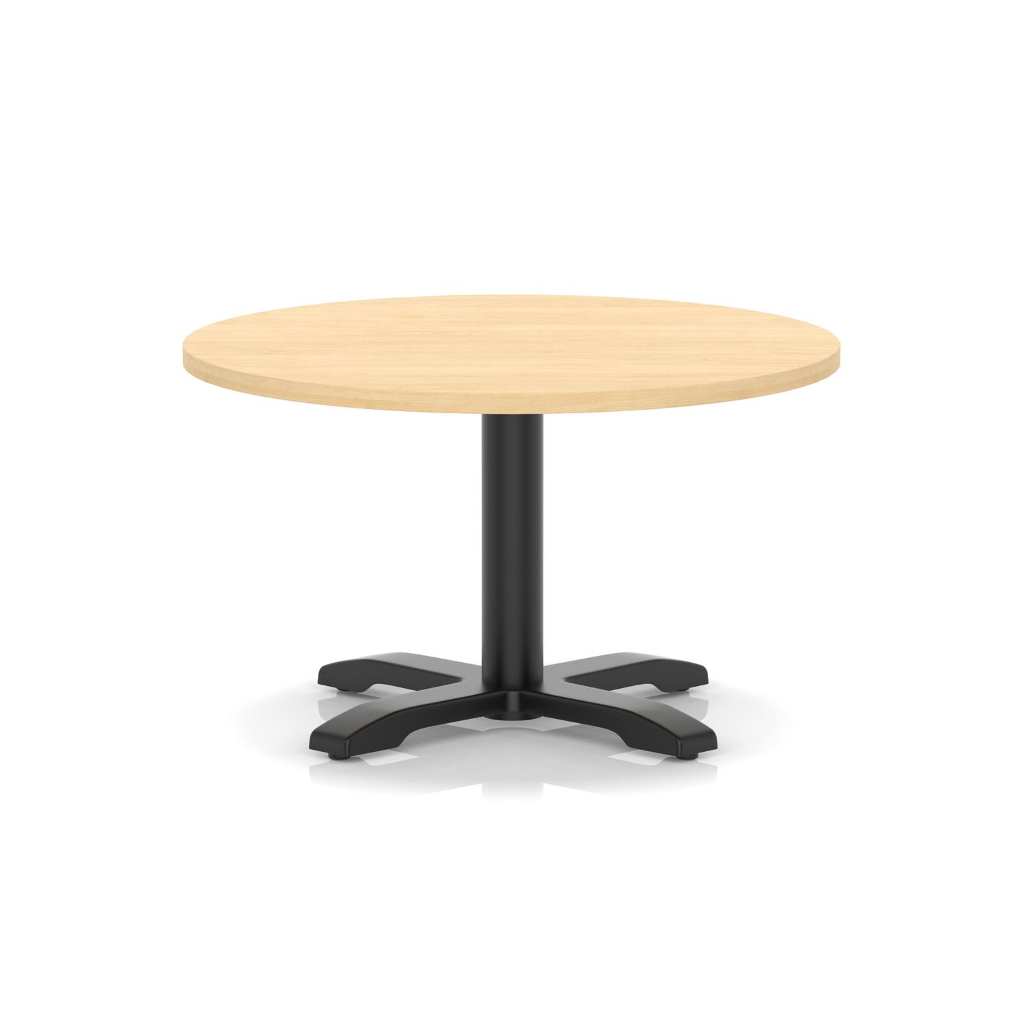 Italia 800mm Round Coffee Table Maple Top 495mm High Black Leg Cross Base