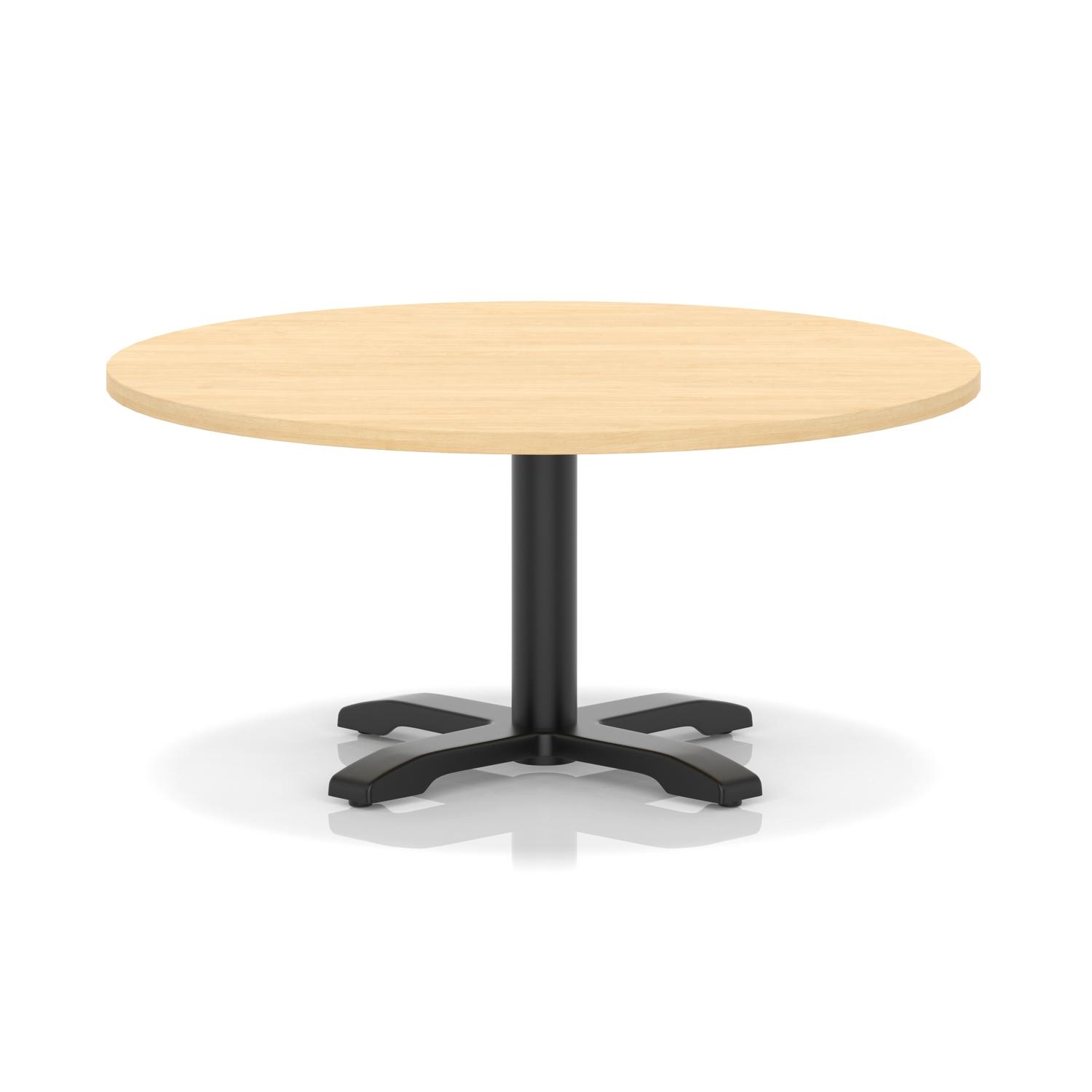 Italia 1000mm Round Coffee Table Maple Top 495mm High Black Leg Cross Base