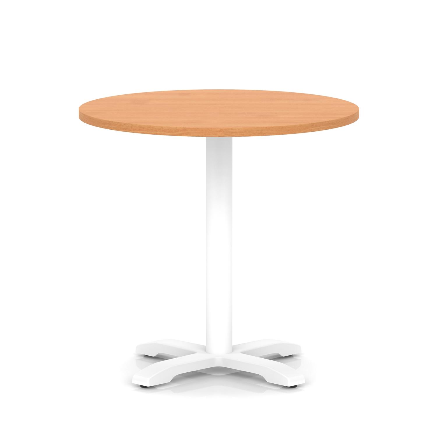 Italia 800mm Poseur Round Table Beech Top 750mm High White Leg Cross Base