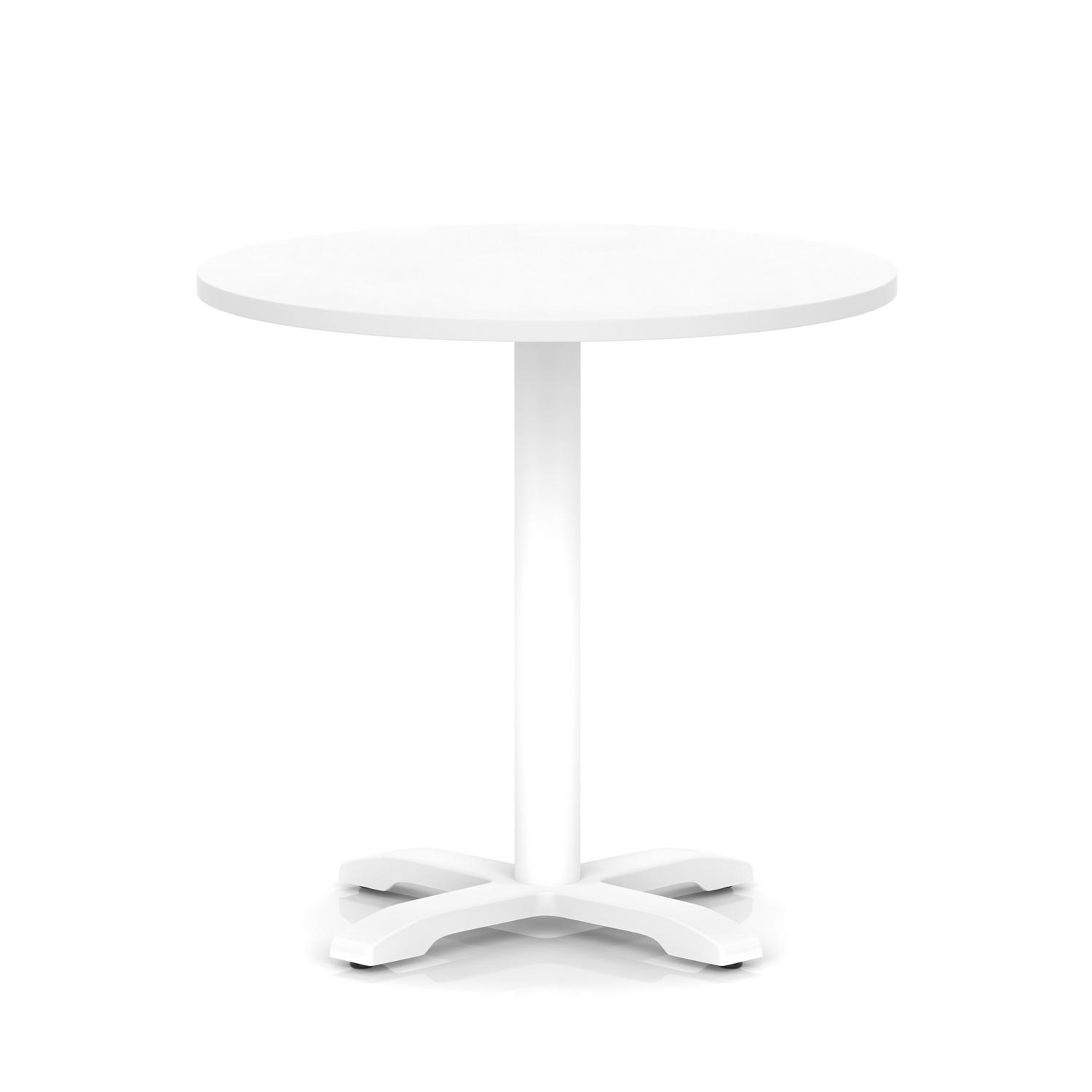 Italia 800mm Poseur Round Table White Top 750mm High White Leg Cross Base